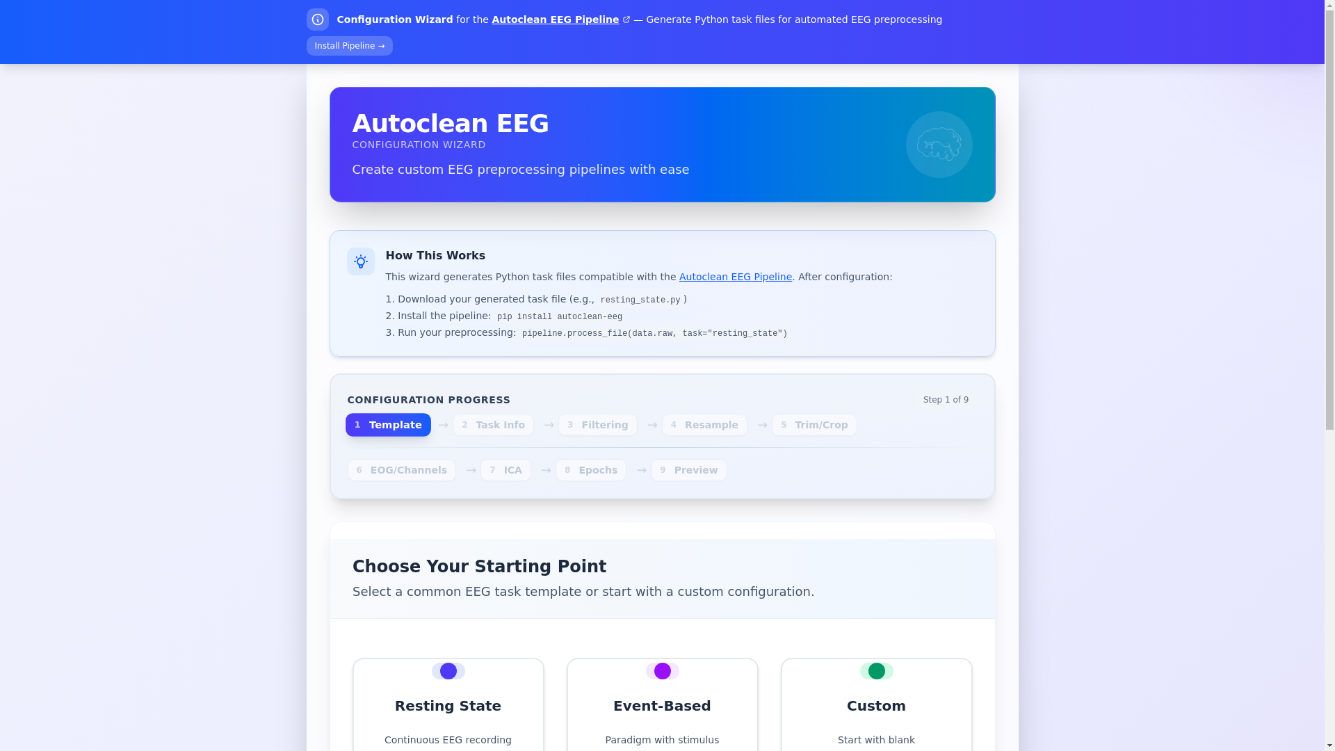 website screenshot of https://autoclean-configwizard.pages.dev/