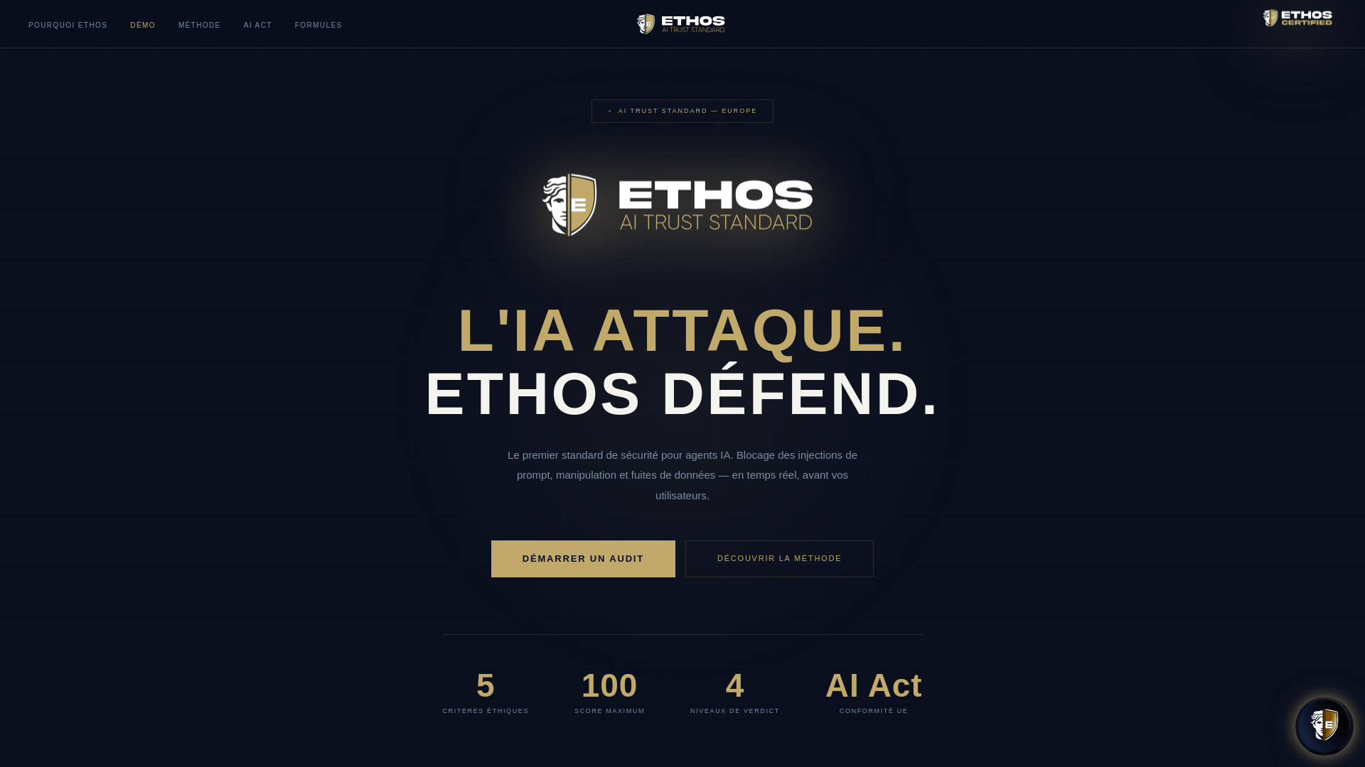 website screenshot of https://ethos-guard.com