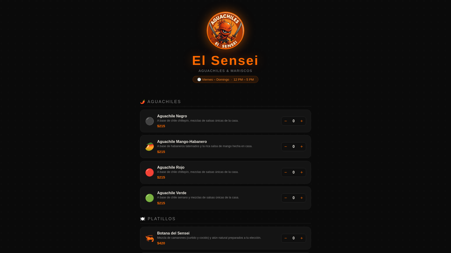 website screenshot of https://aguachileselsensei.life