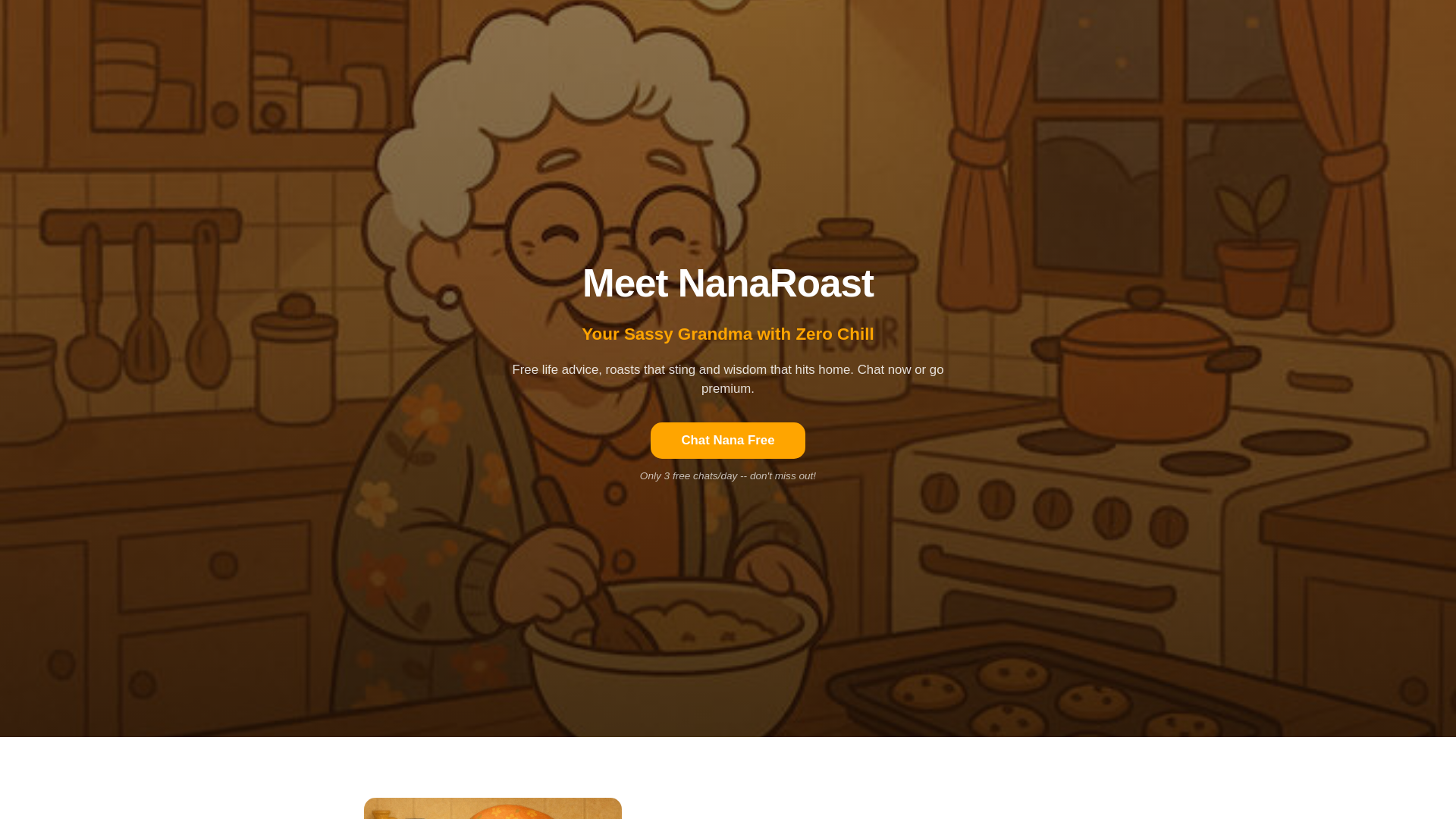 website screenshot of https://nanaroastchat.com/