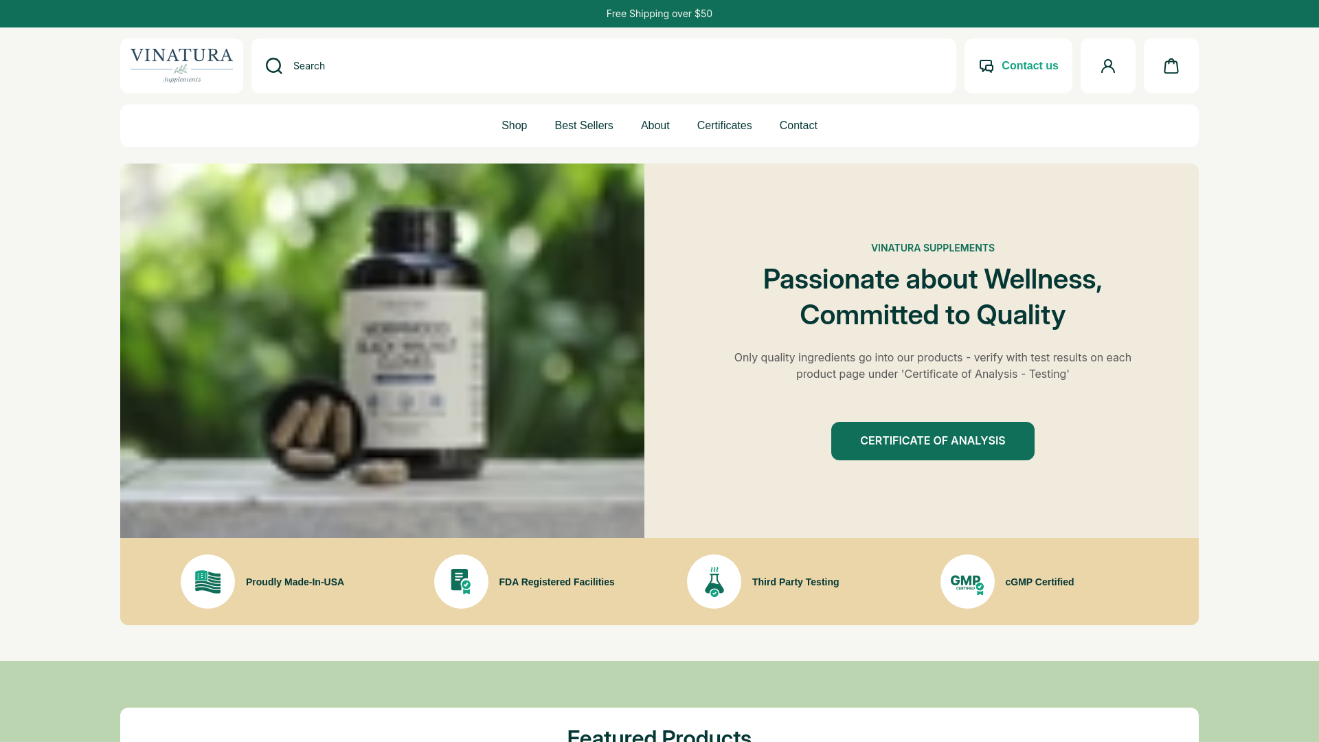 website screenshot of https://vinatura.store/