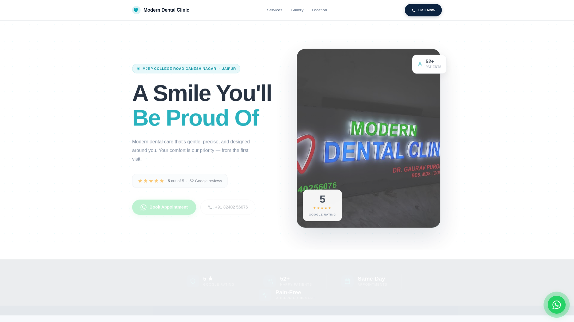 website screenshot of https://modern-dental-clinic-jaipur.pages.dev/