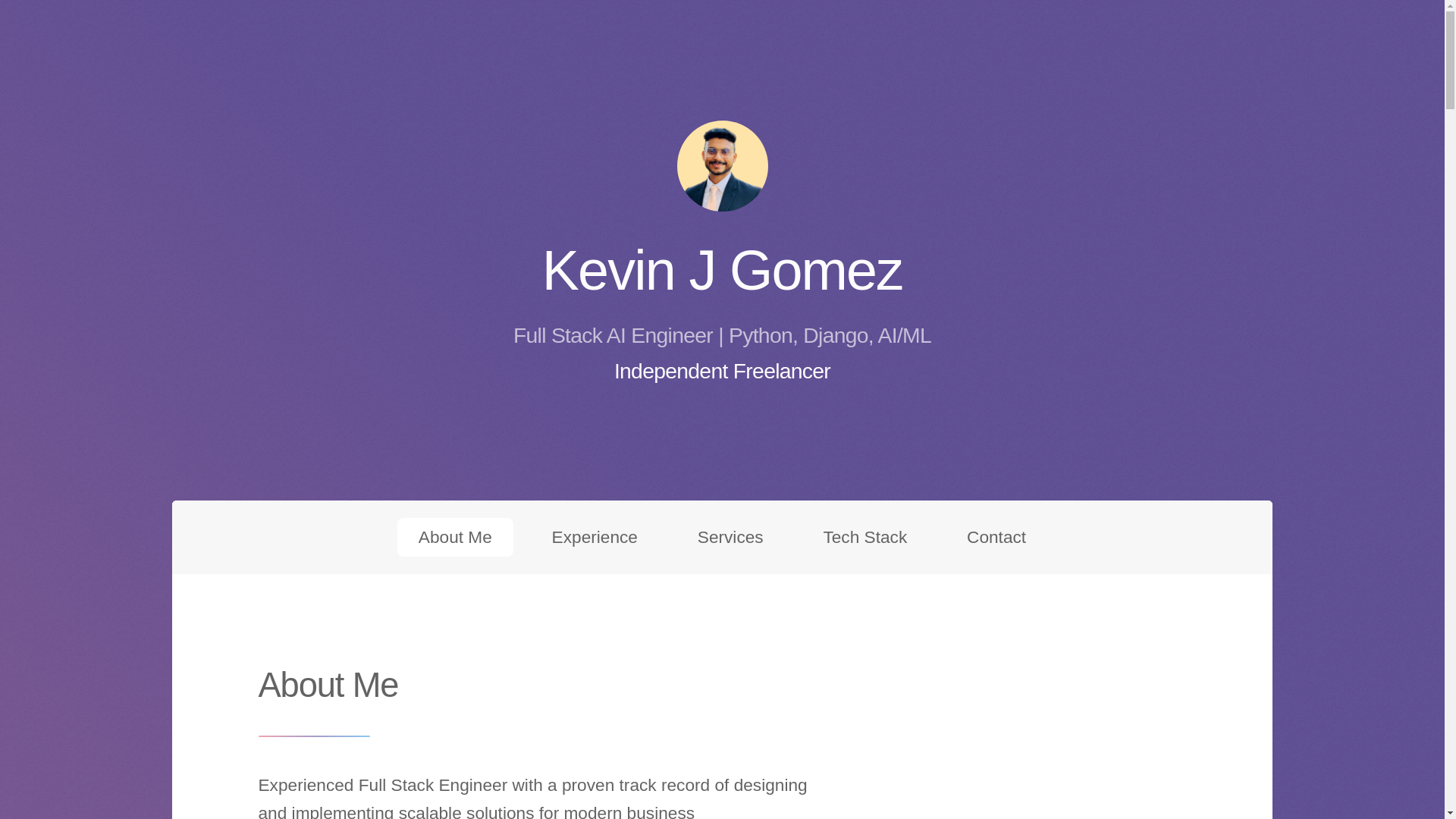 website screenshot of https://kevinjgomez.me/