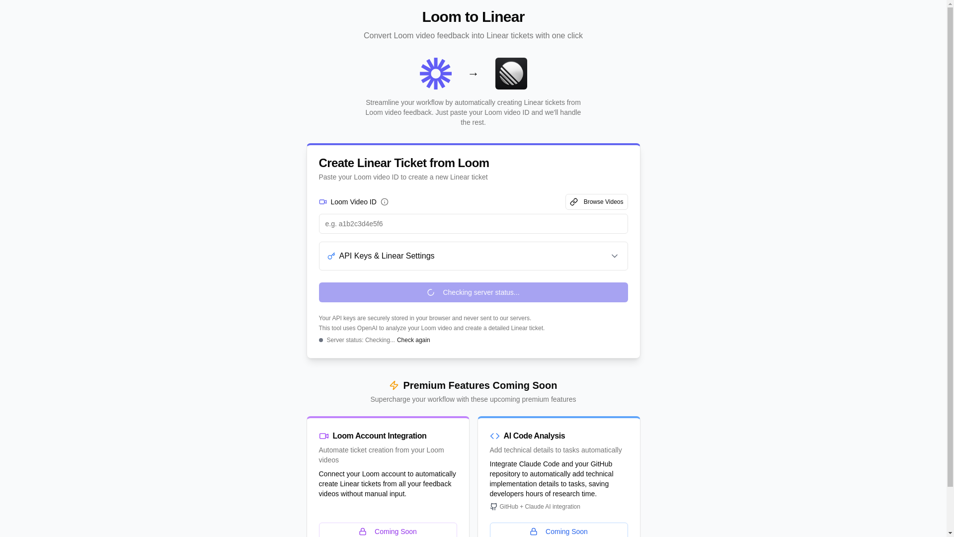 website screenshot of https://loomtolinear.com/