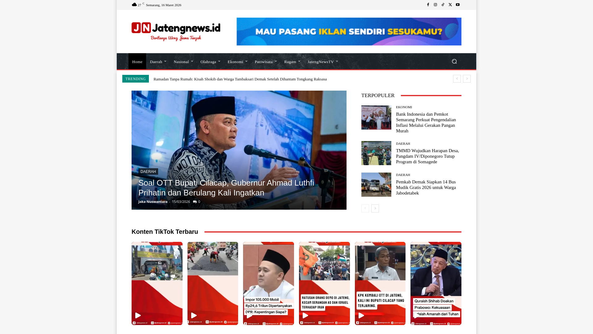 website screenshot of https://jatengnews.id