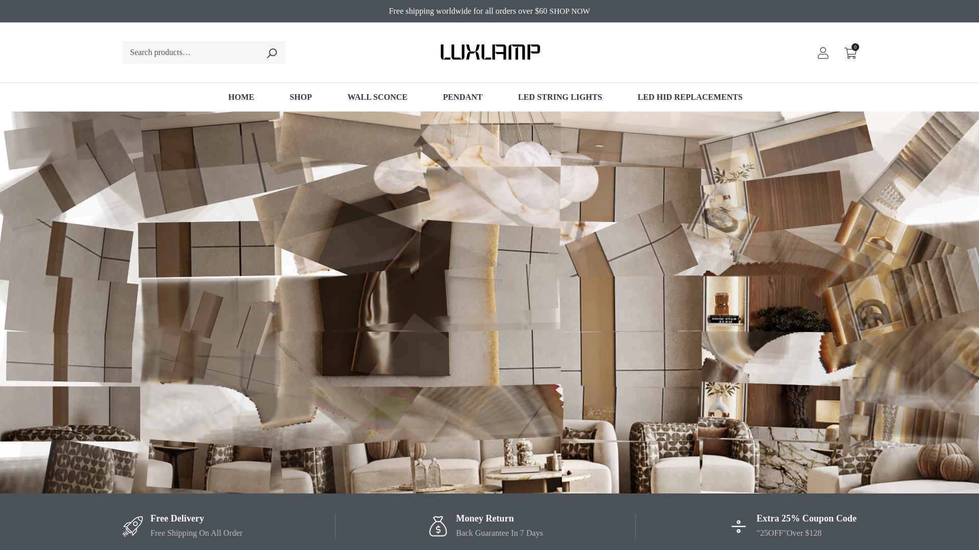 website screenshot of https://www.luxuryfloorlamps.com/