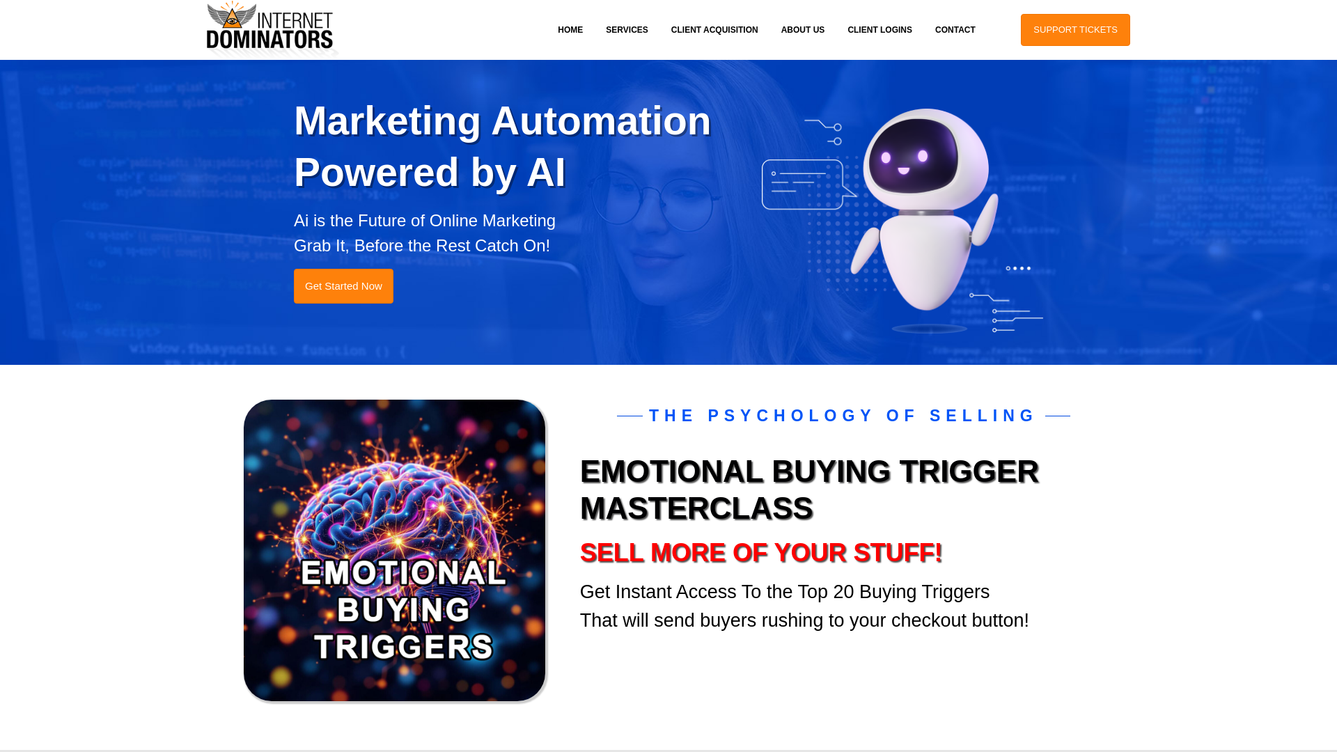 website screenshot of https://internetdominatorsai.com