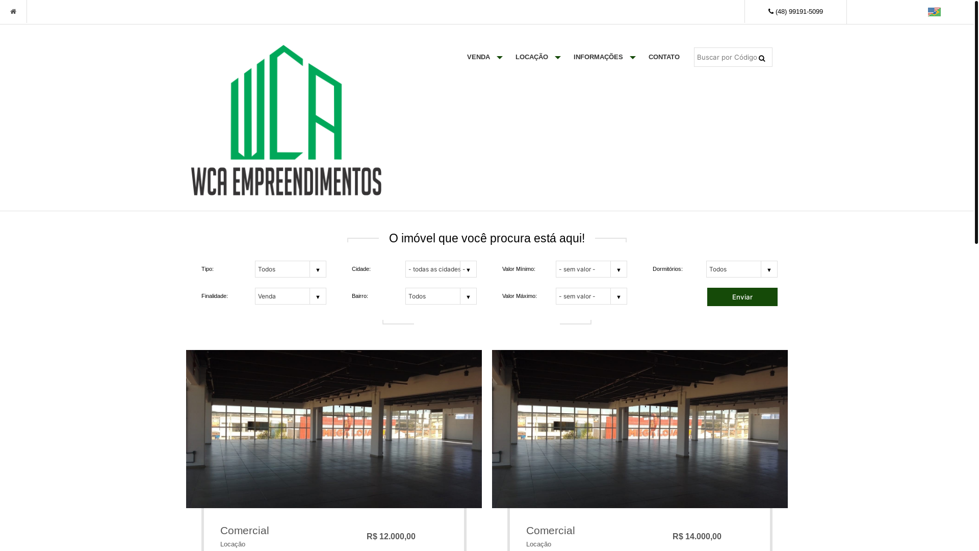 website screenshot of https://wcaempreendimentos.com.br/