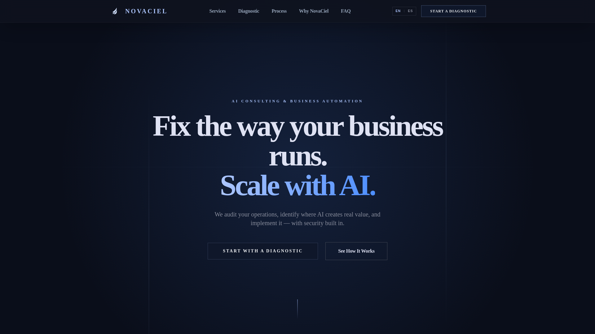 website screenshot of https://novaciel.tech/
