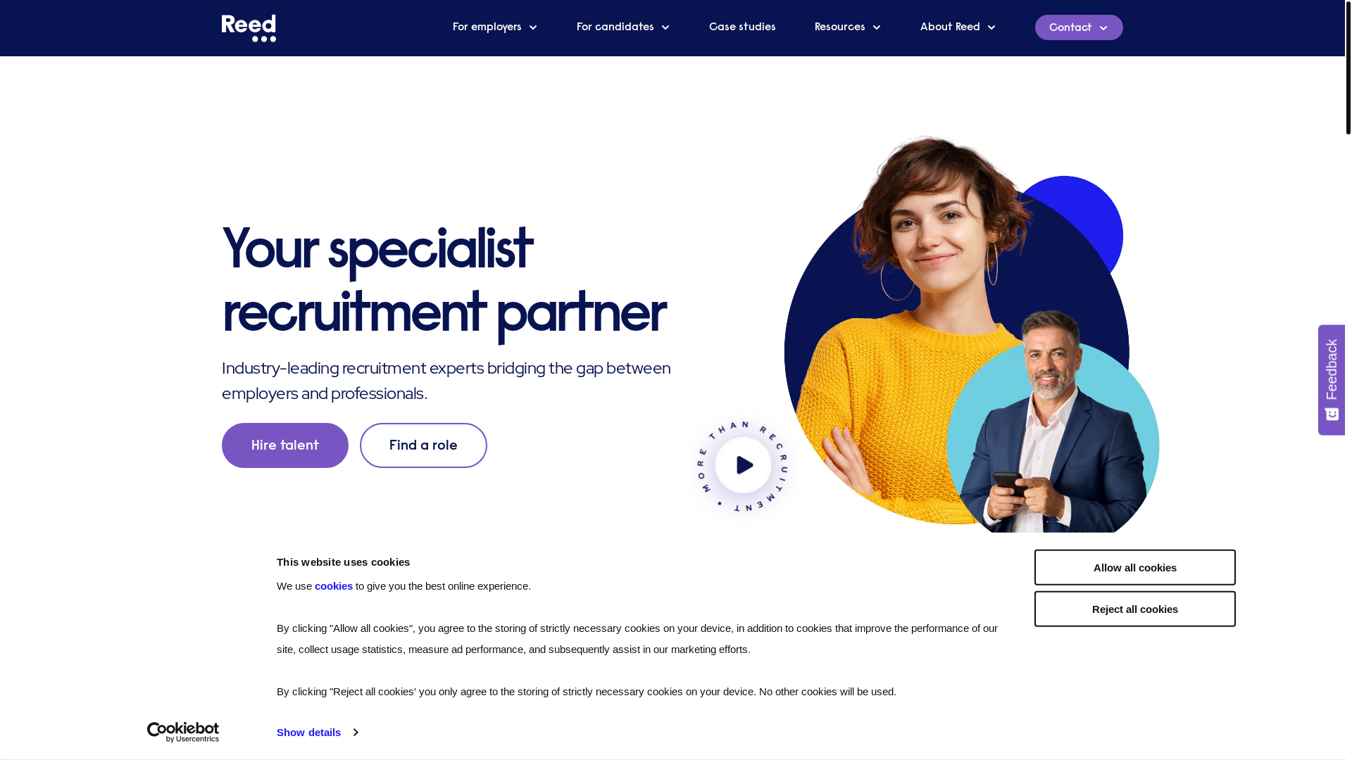 website screenshot of https://reed.com/