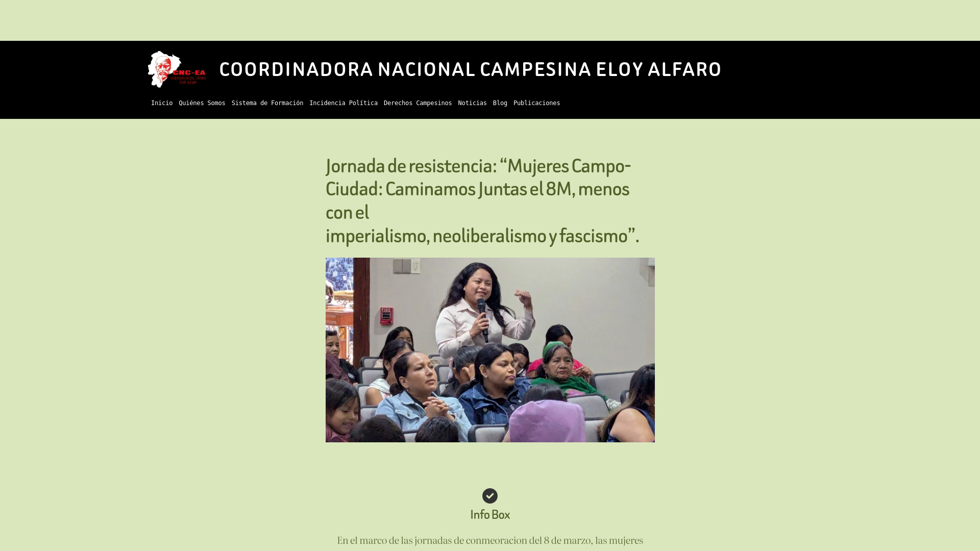website screenshot of https://coordinadoracampesina.org