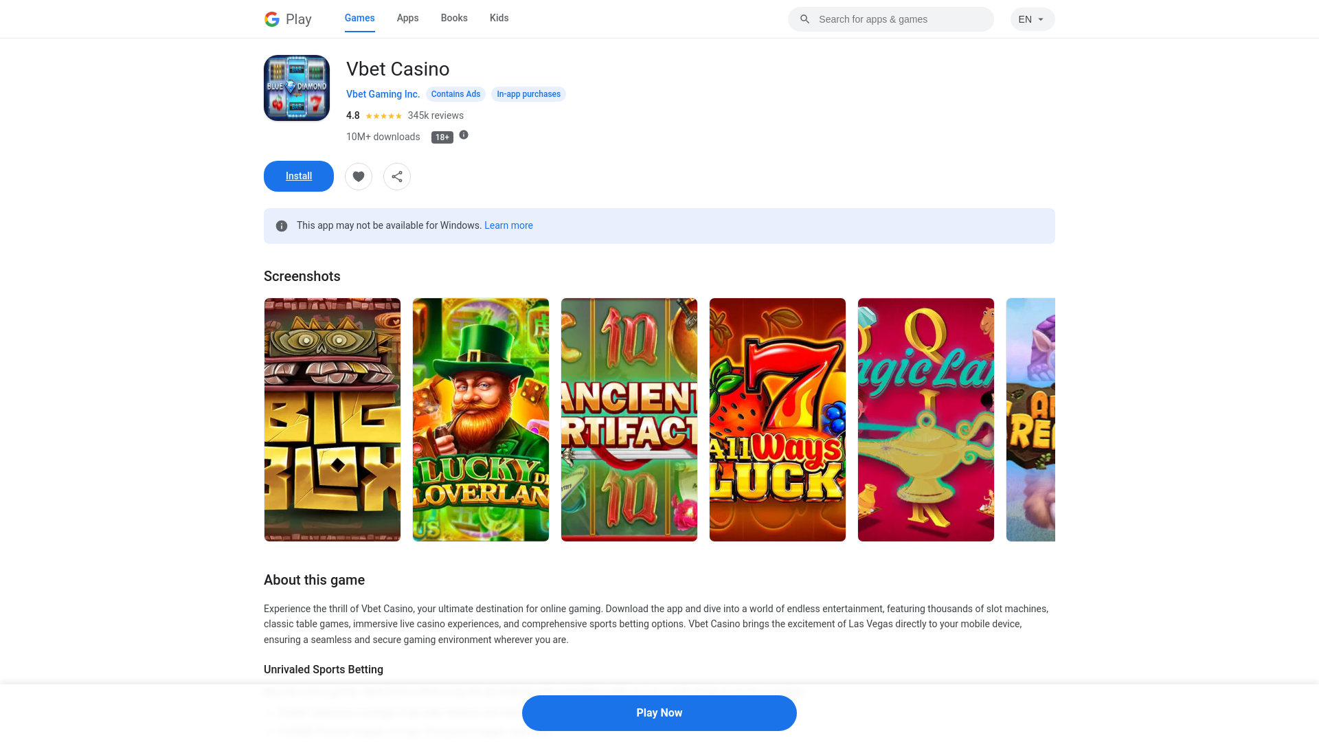 website screenshot of https://vbet-casino-download.app
