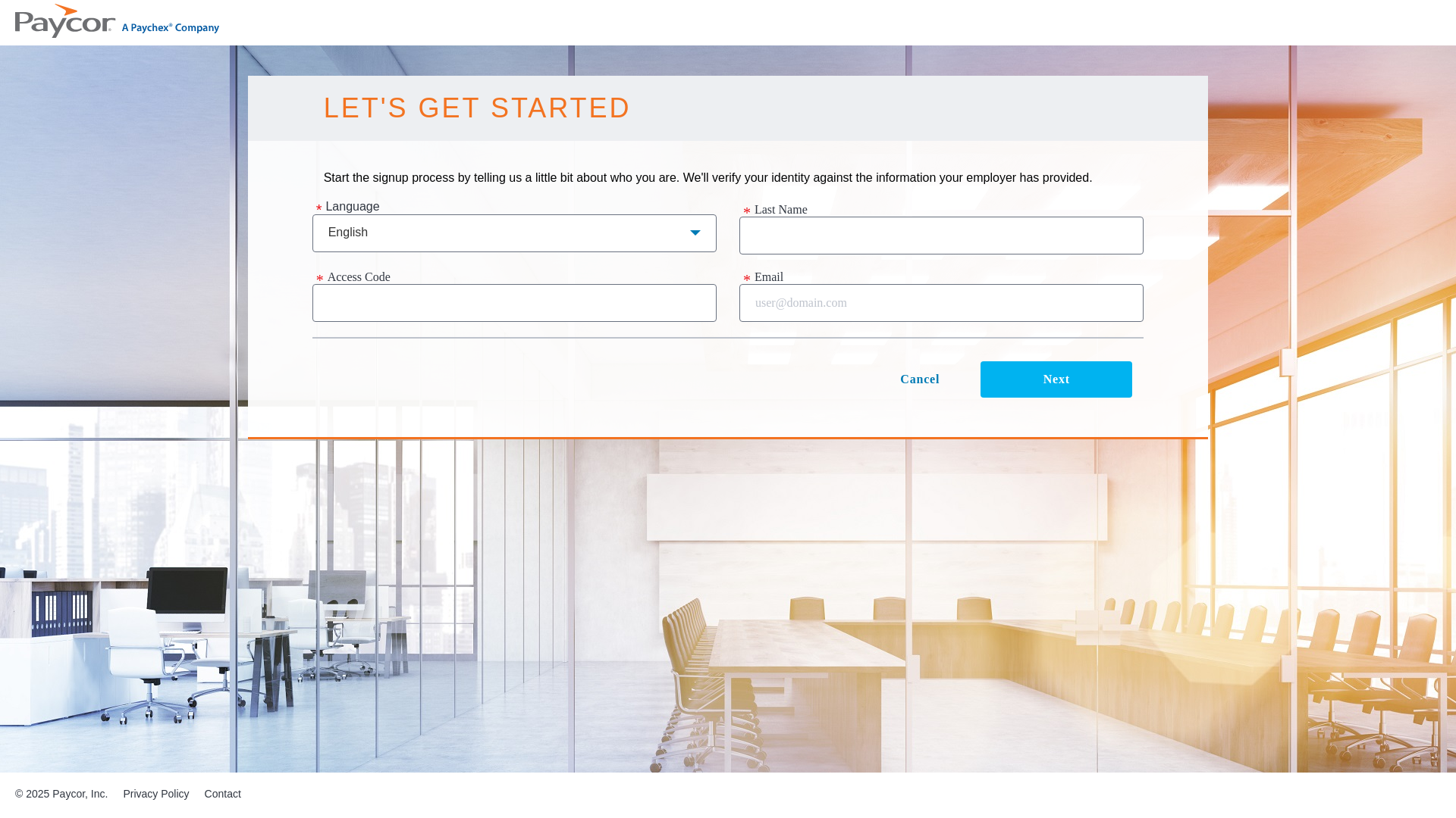 website screenshot of https://secure.paycor.com/accounts/userregistration/register