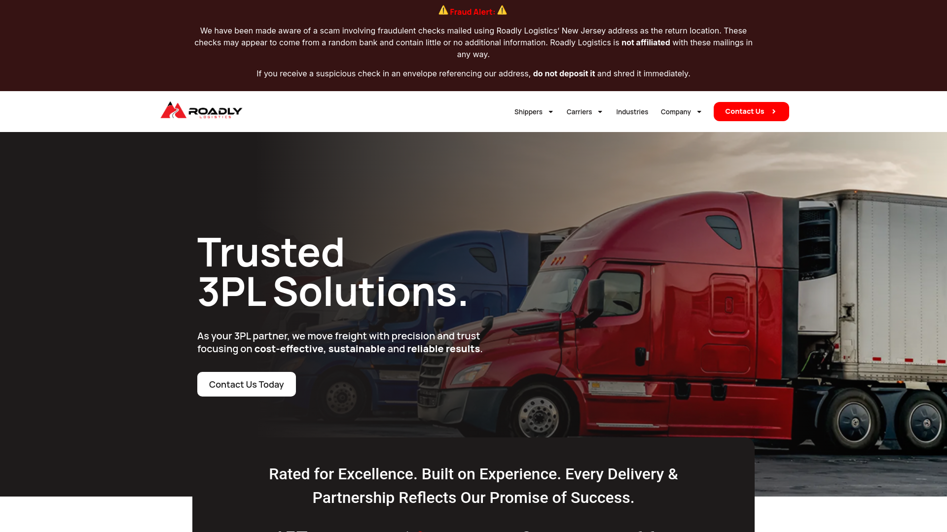 website screenshot of https://roadlylogistics.com