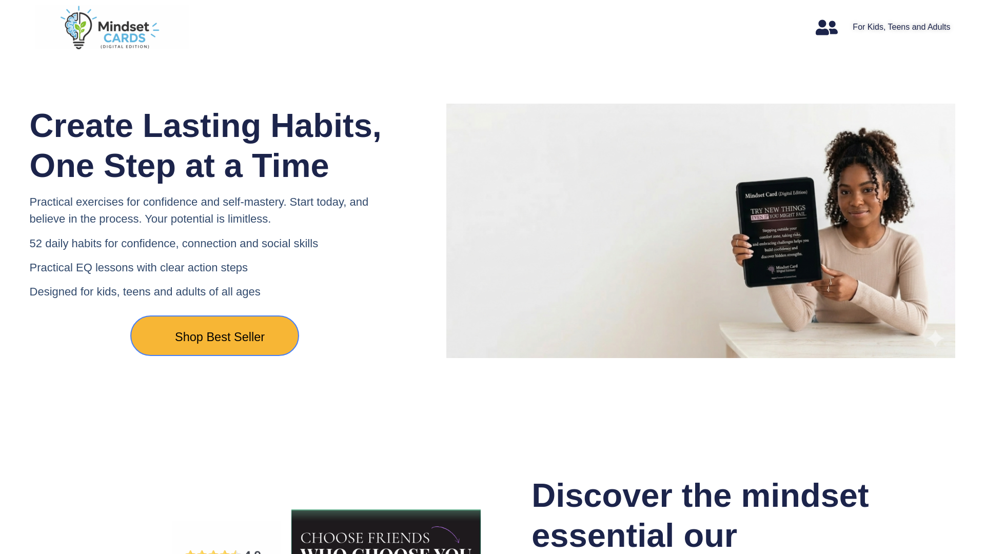 website screenshot of https://mindgrowthcardset.shop/