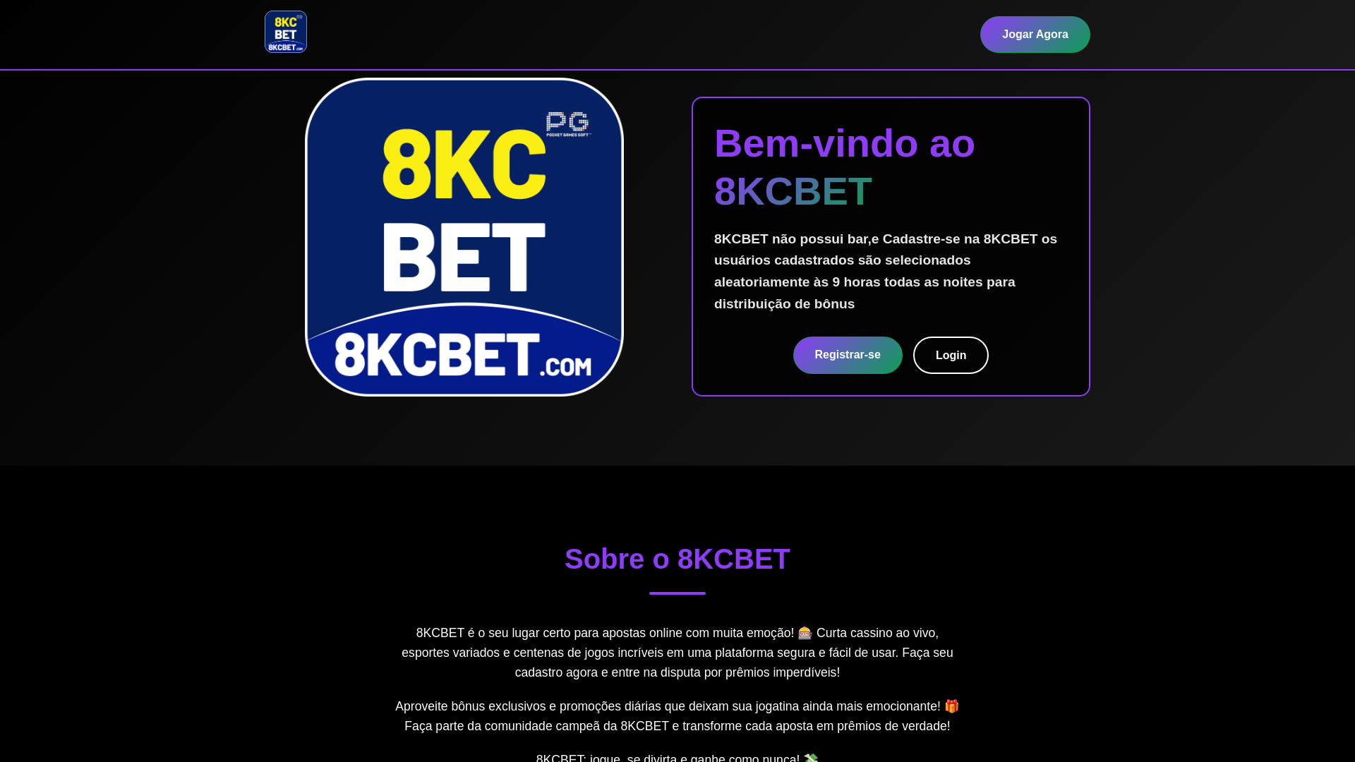 website screenshot of https://8kcbet.com.br