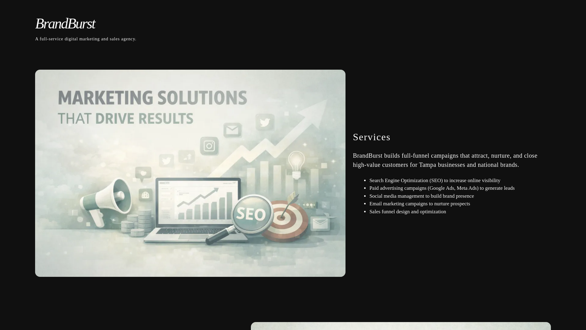 website screenshot of https://brandburstllc.com