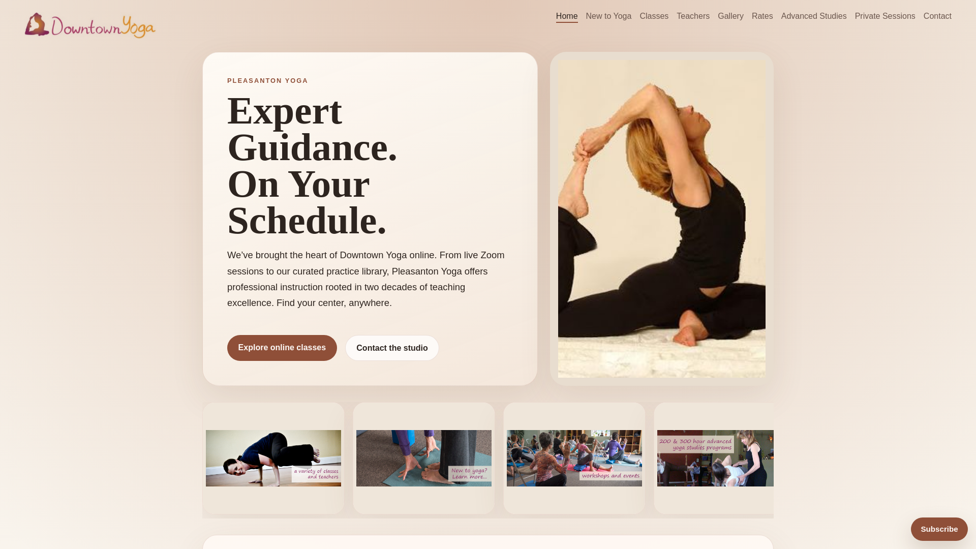 website screenshot of https://downtownyoga.pages.dev/
