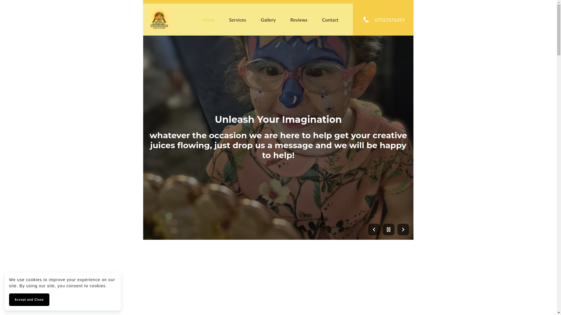 website screenshot of https://rayofsunshinefacepainting.co.uk/