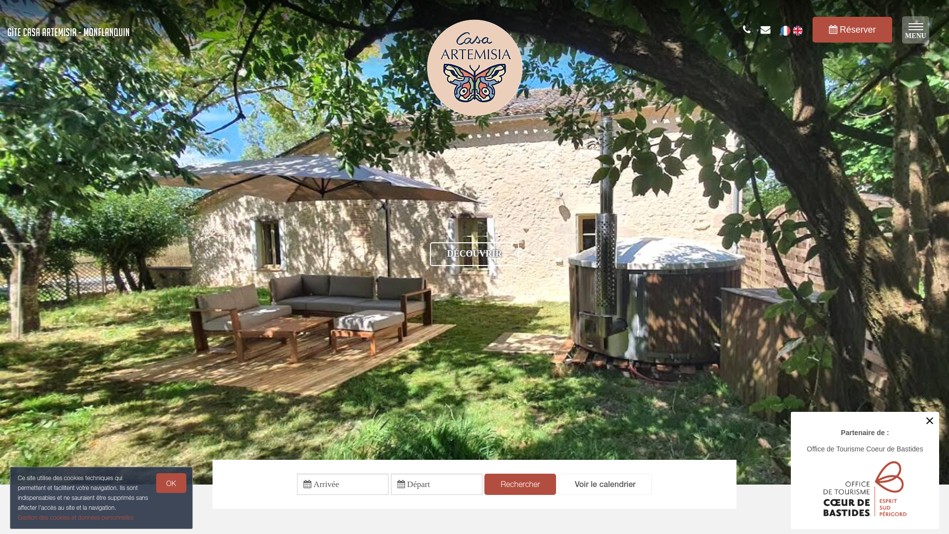 website screenshot of https://casa-artemisia.fr