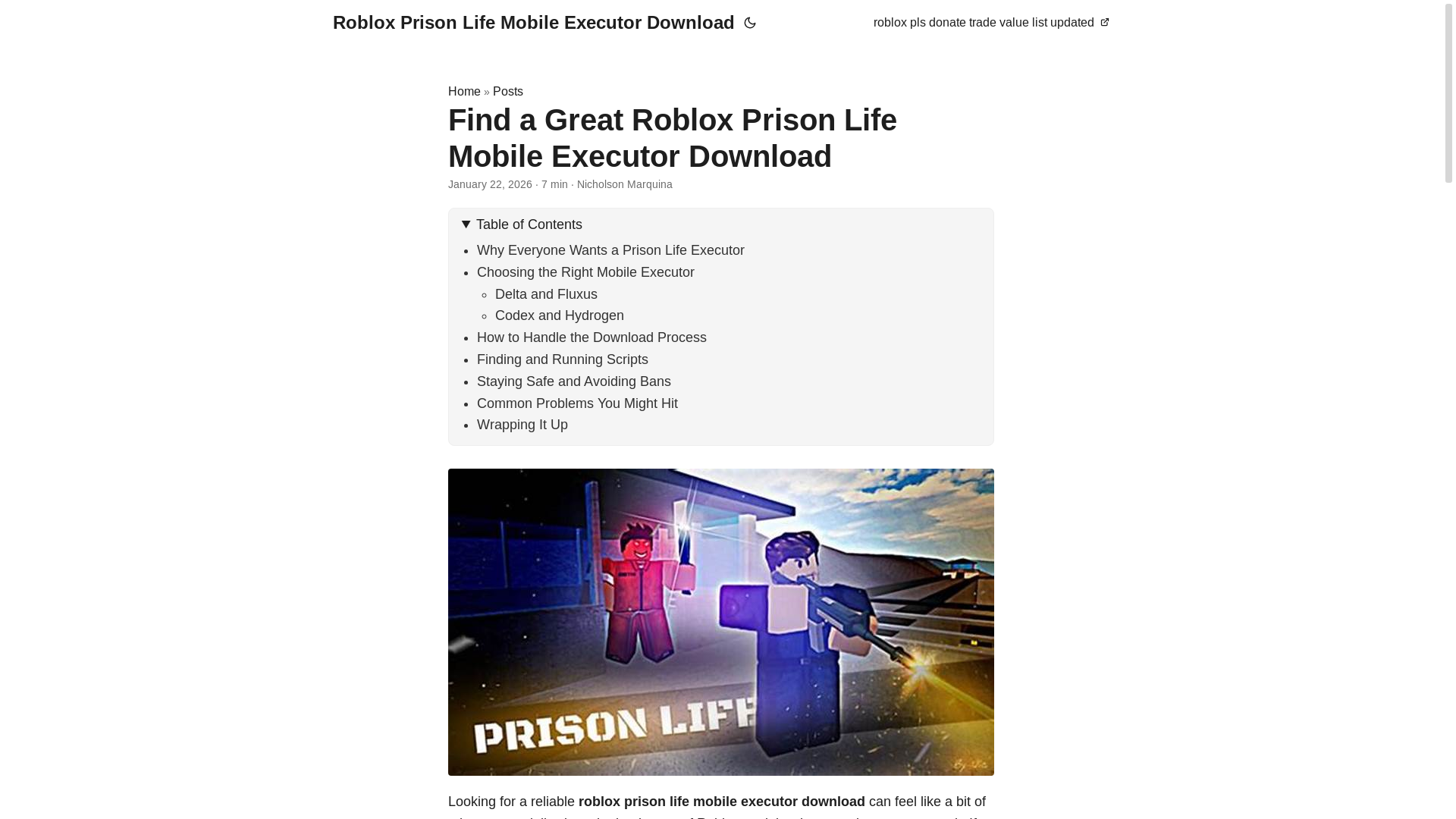 website screenshot of https://roblox-prison-life-mobile-executor-download.pages.dev/