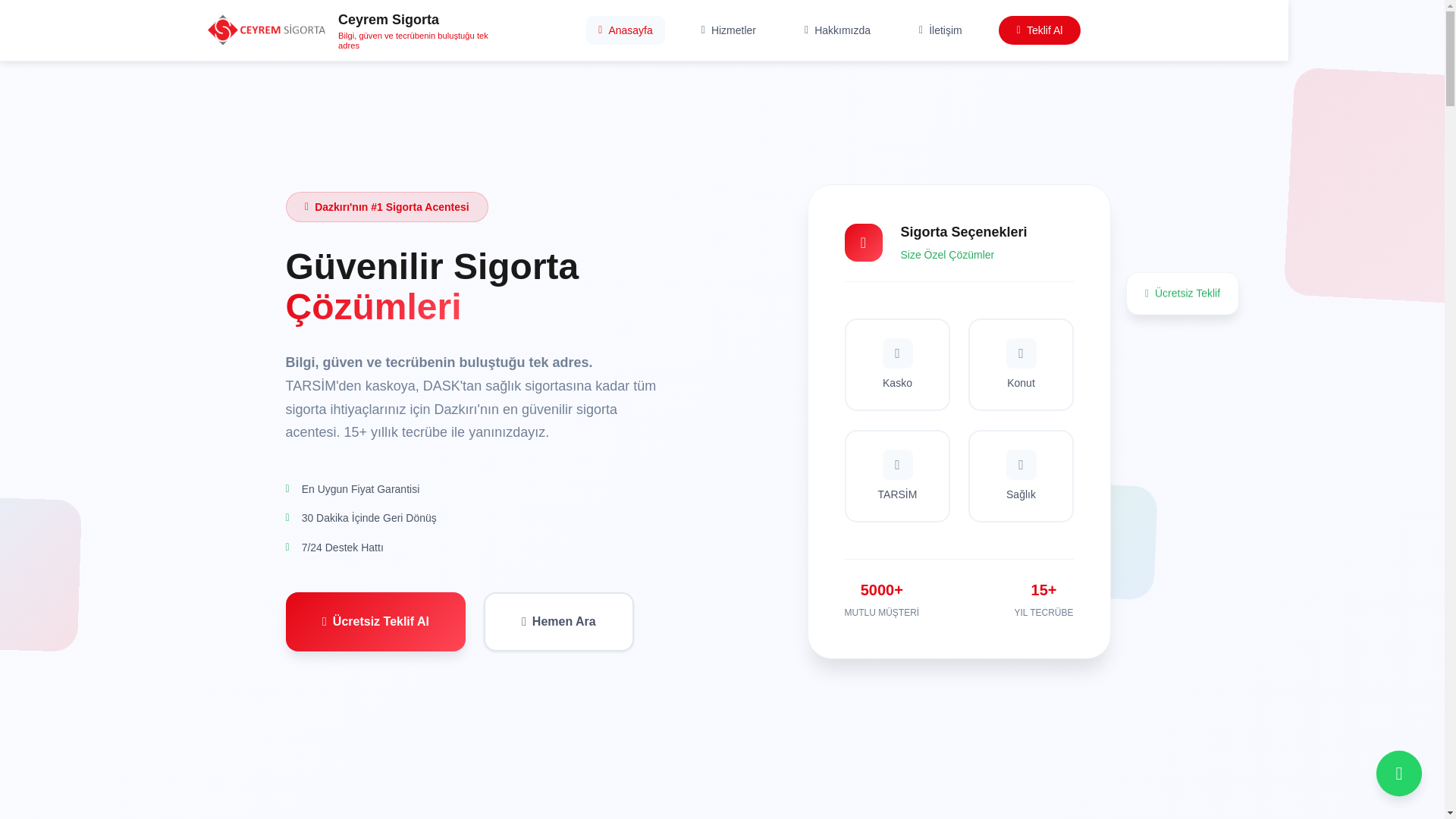website screenshot of https://dazkiriceyremsigorta.com.tr/