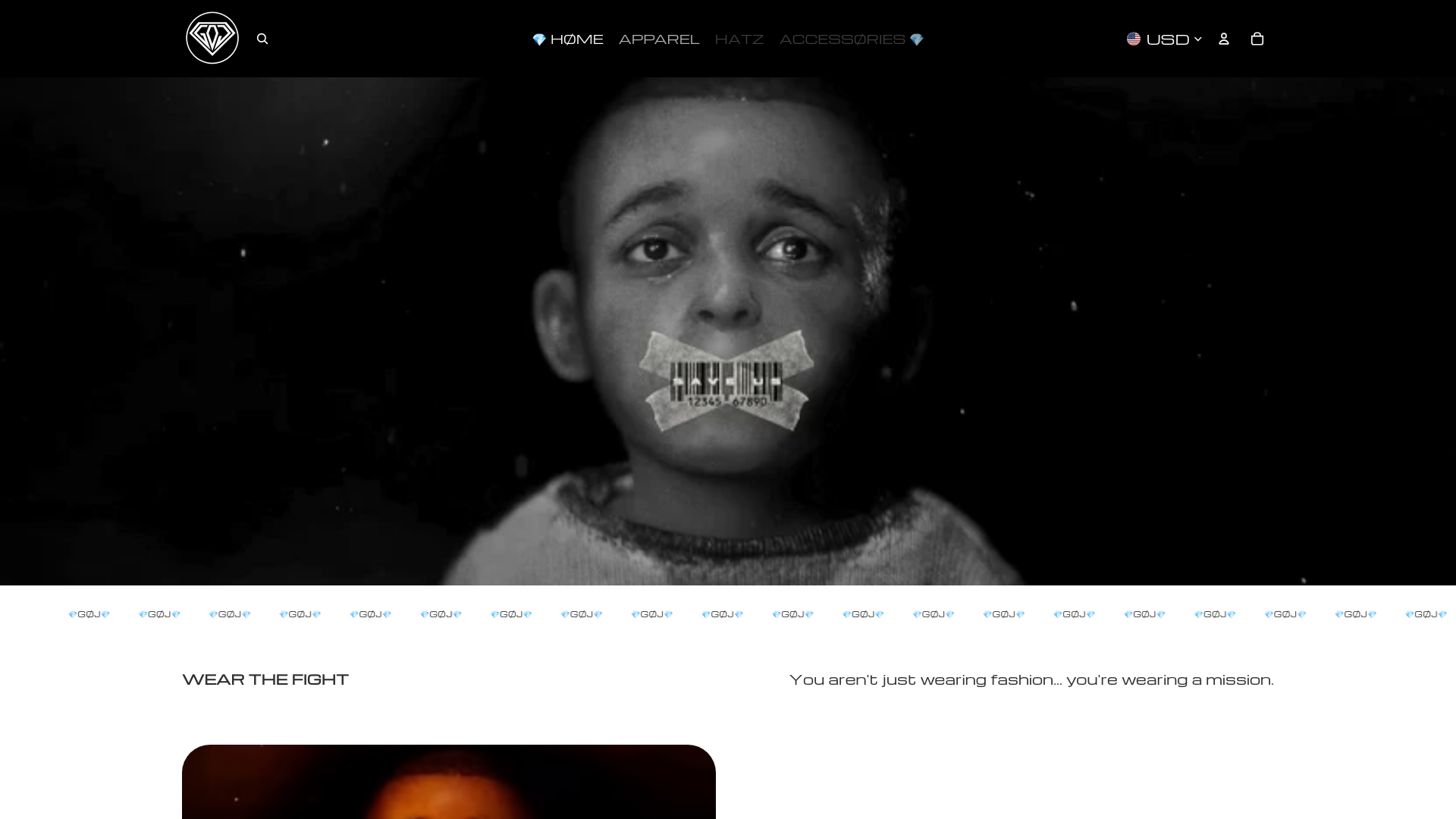 website screenshot of https://gemzofjustice.store/