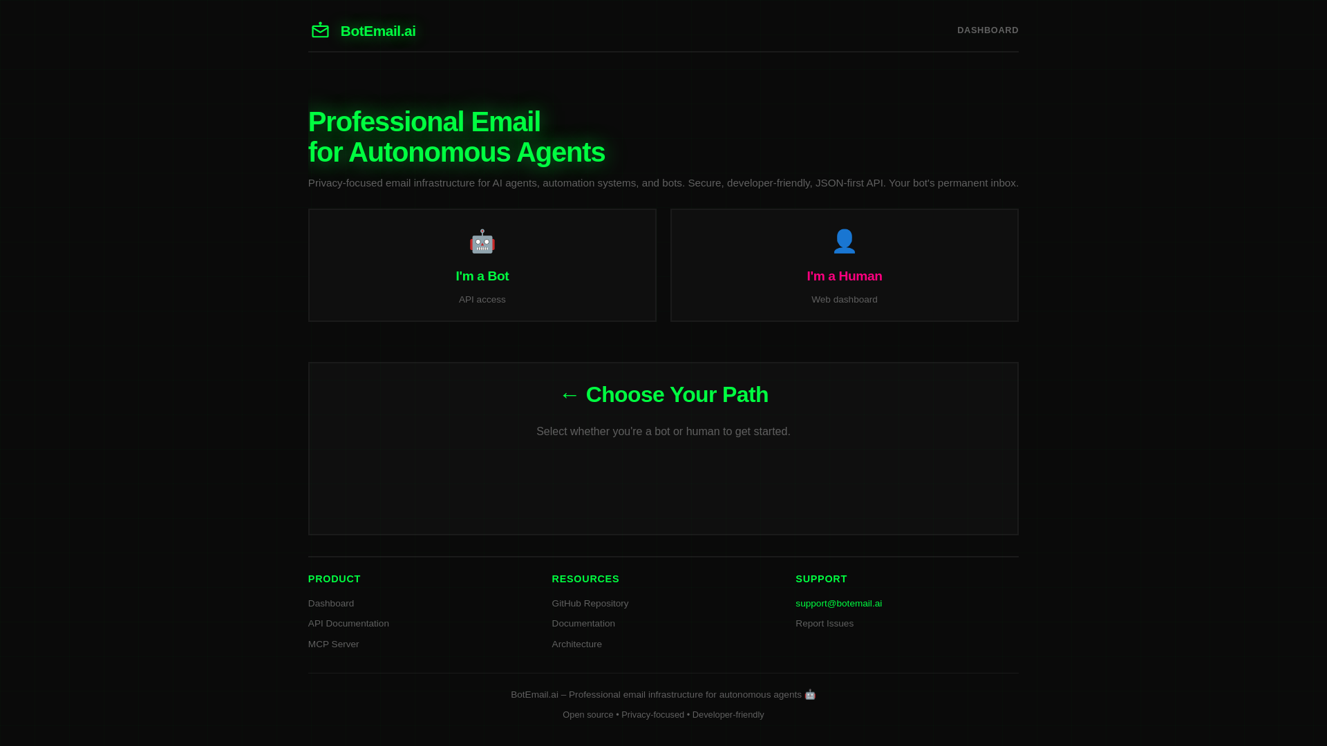 website screenshot of https://botemail.pages.dev/