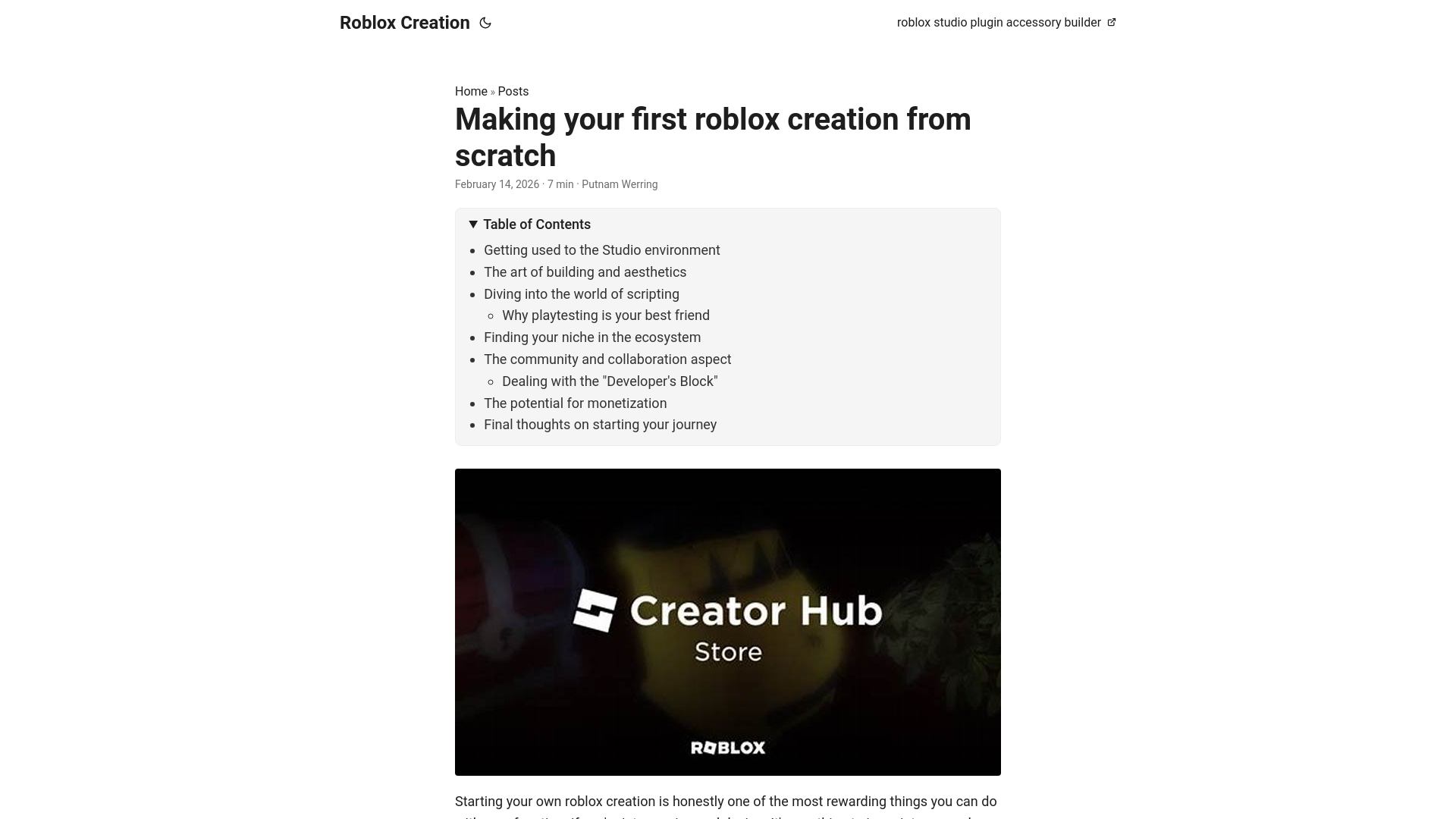 website screenshot of https://roblox-creation.pages.dev/