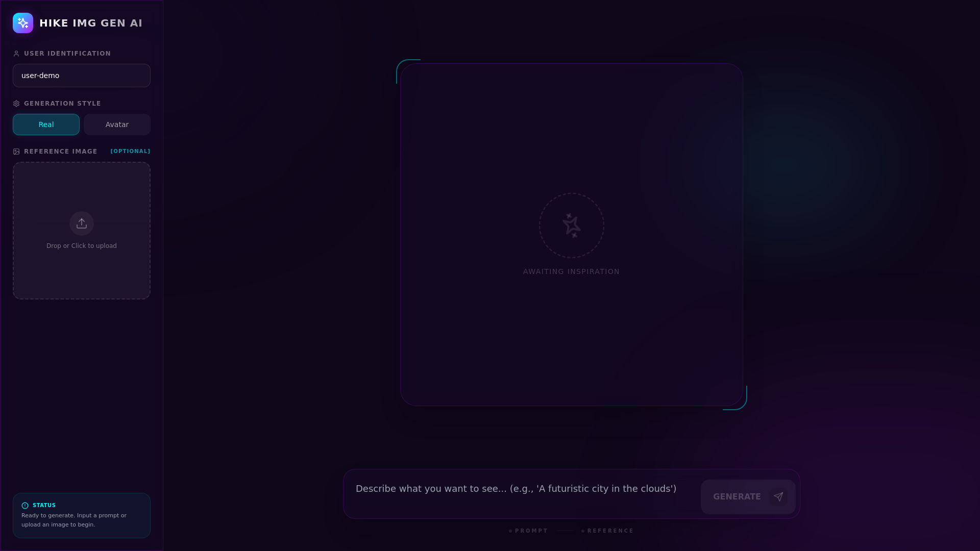 website screenshot of https://hike-image-generation-frontend-service.pages.dev/