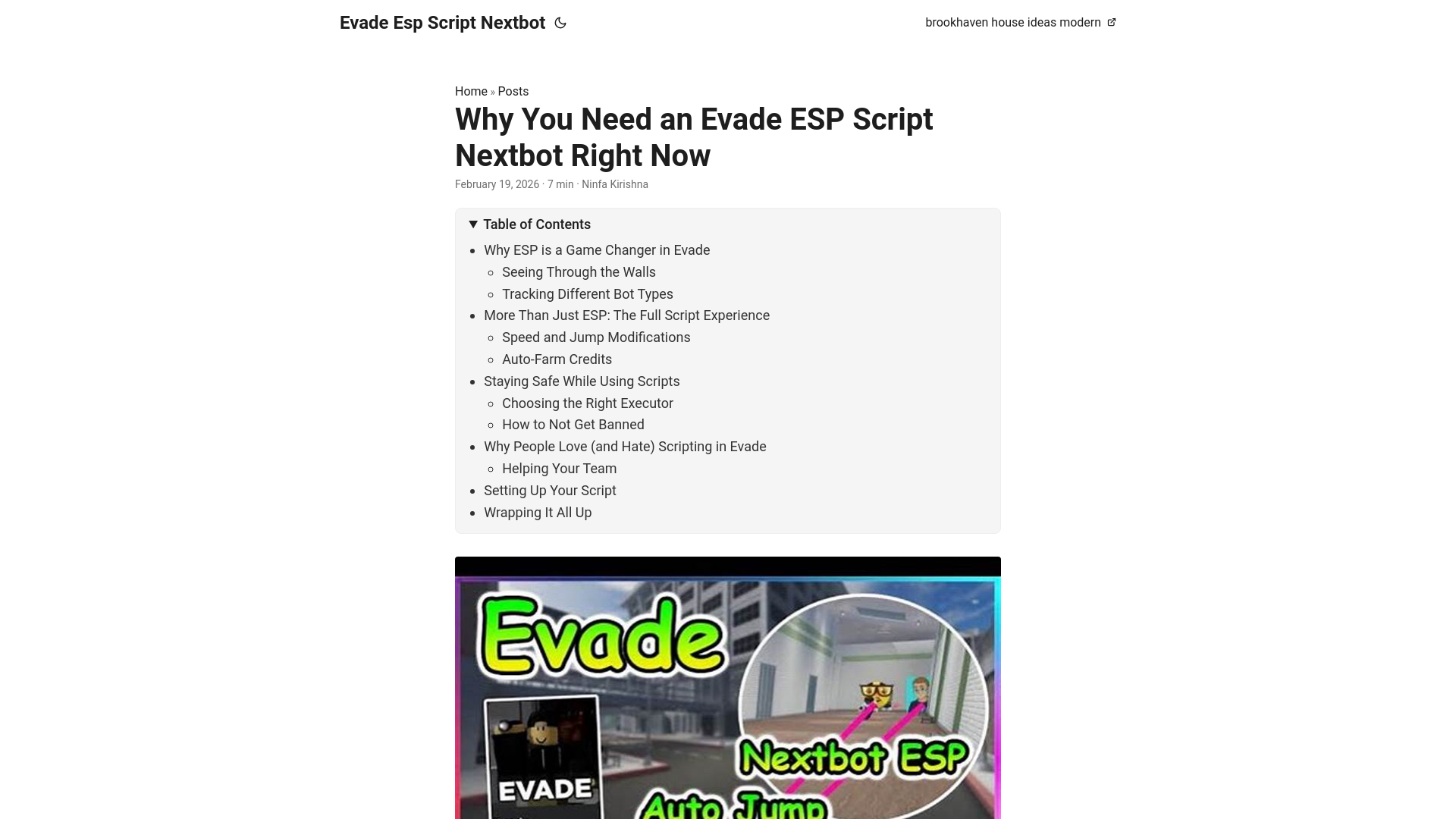 website screenshot of https://evade-esp-script-nextbot.pages.dev/