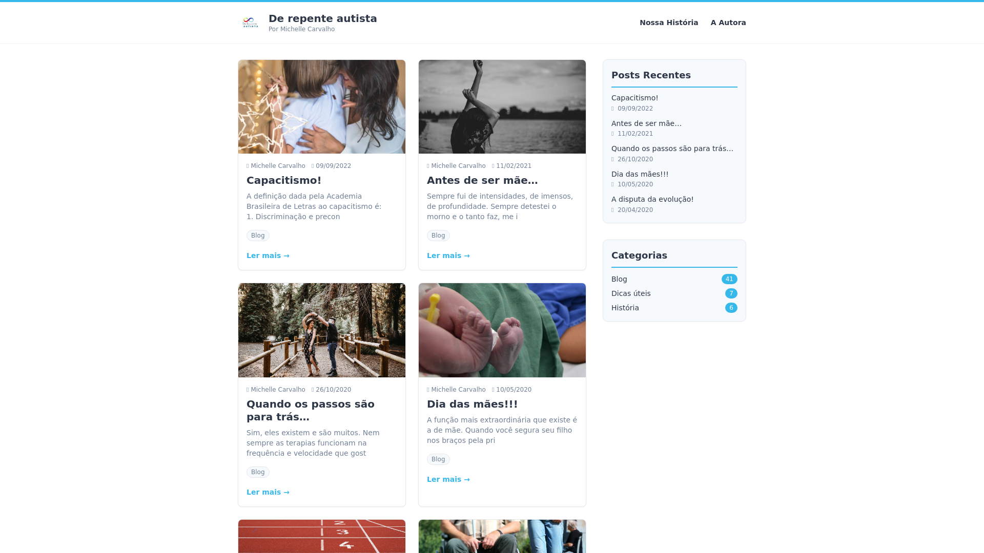 website screenshot of https://derepenteautista-astro.pages.dev/