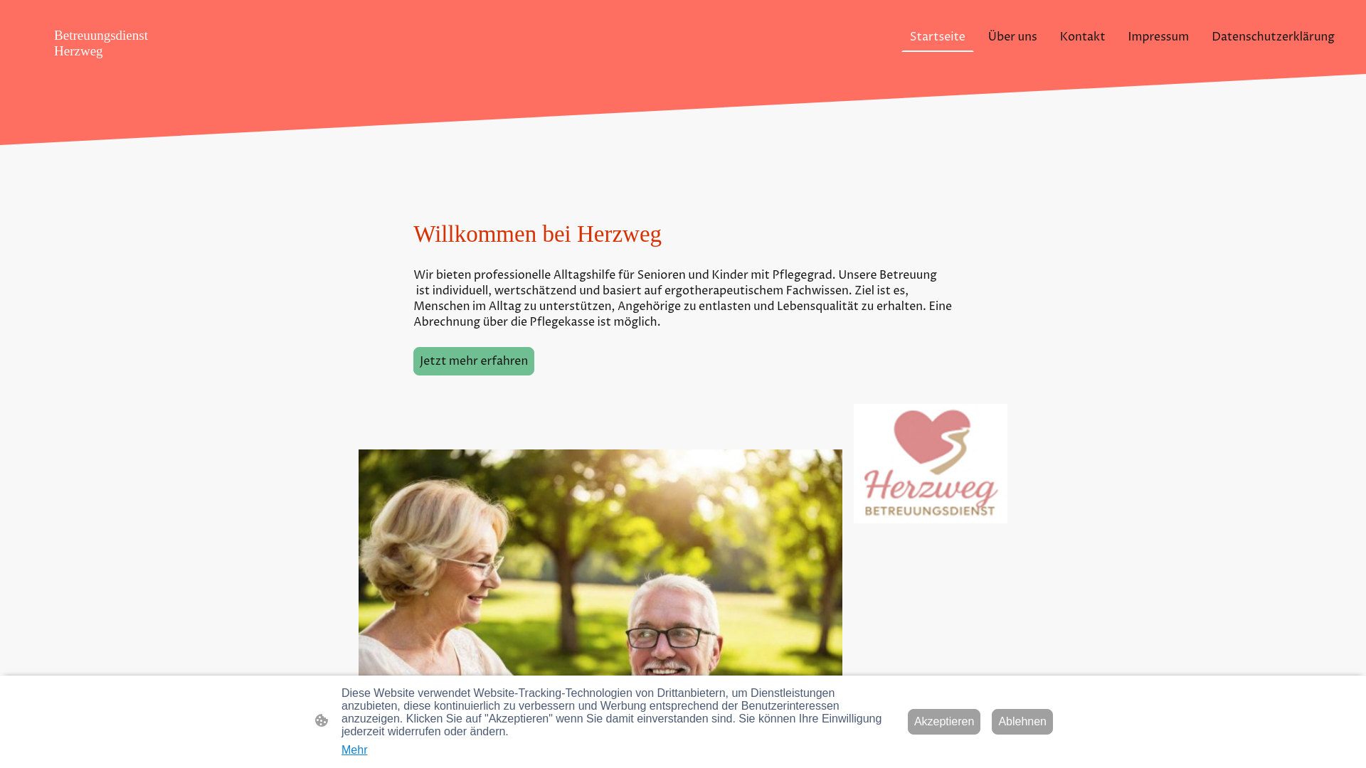 website screenshot of https://herzweg-betreuungsdienst.de