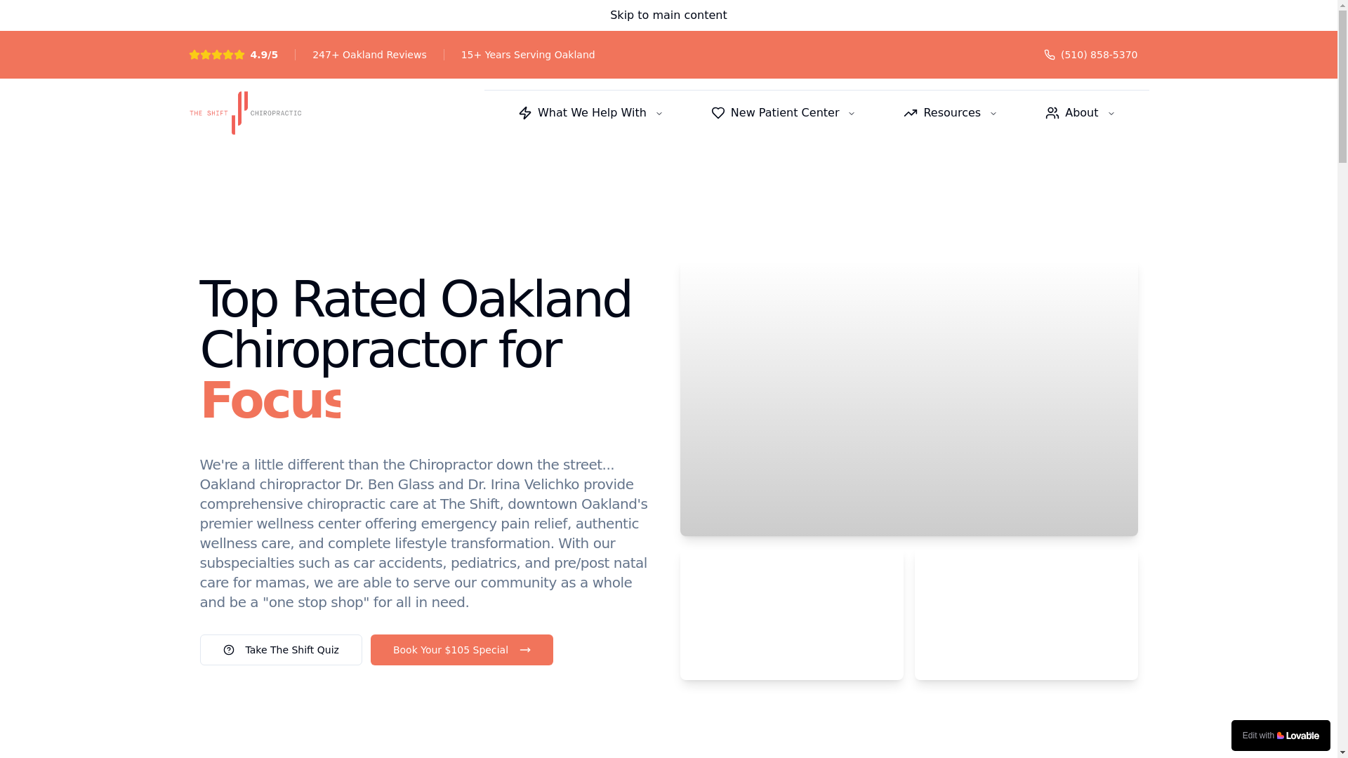 website screenshot of https://shiftoakland.com/