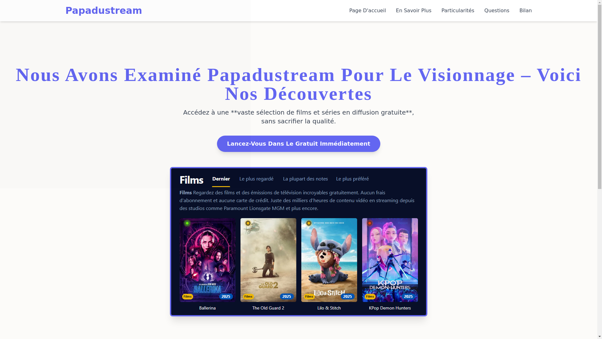 website screenshot of https://papadustream-wfzs.pages.dev/