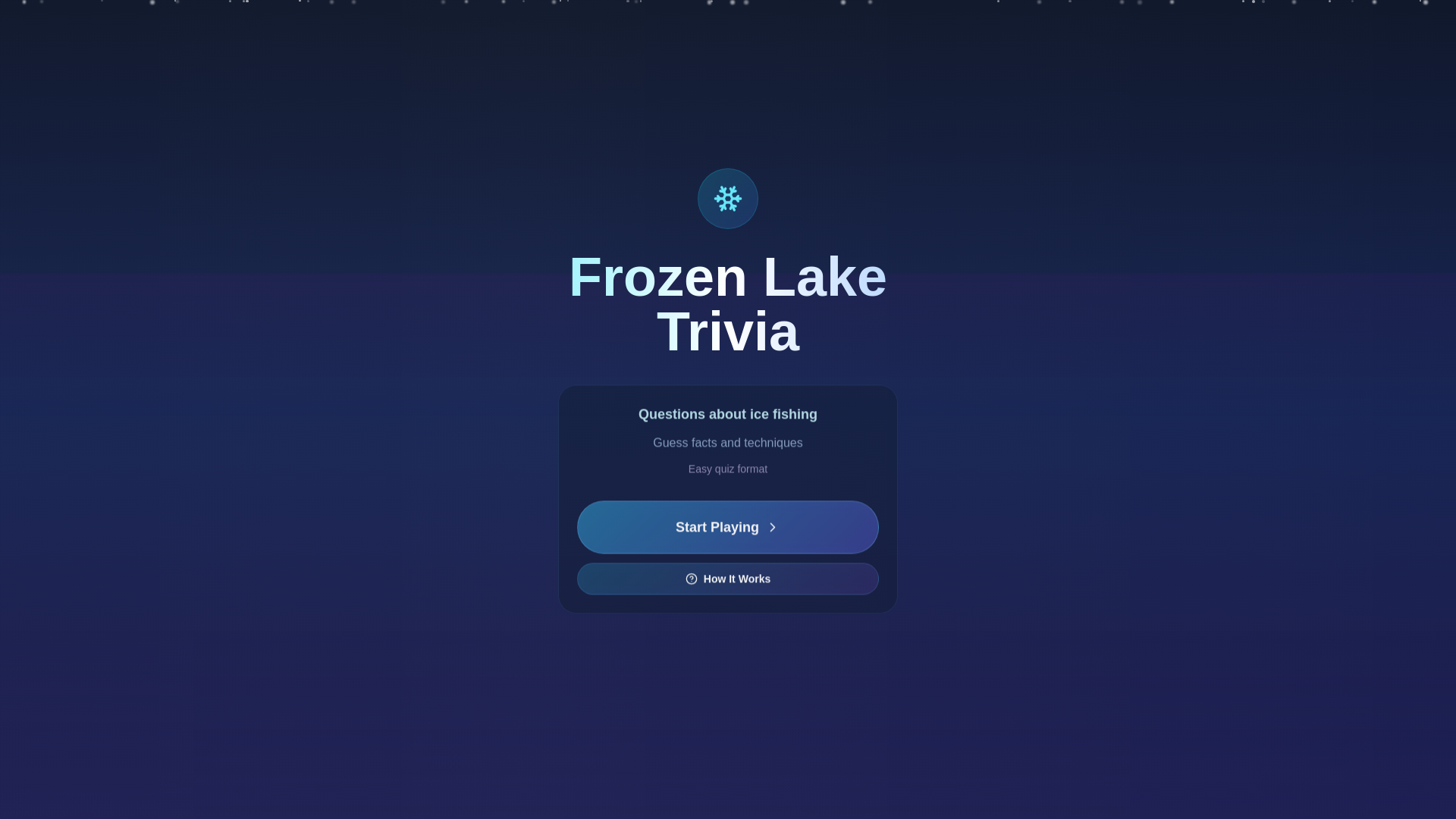 website screenshot of https://frozenslaketrivia.com/