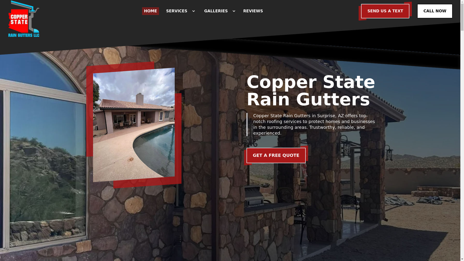 website screenshot of https://copperstateraingutters.com/