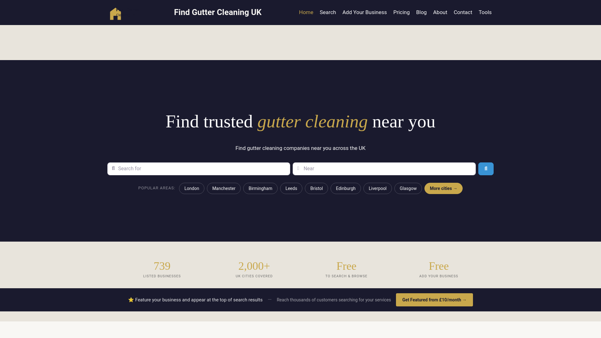 website screenshot of https://findguttercleaning.co.uk