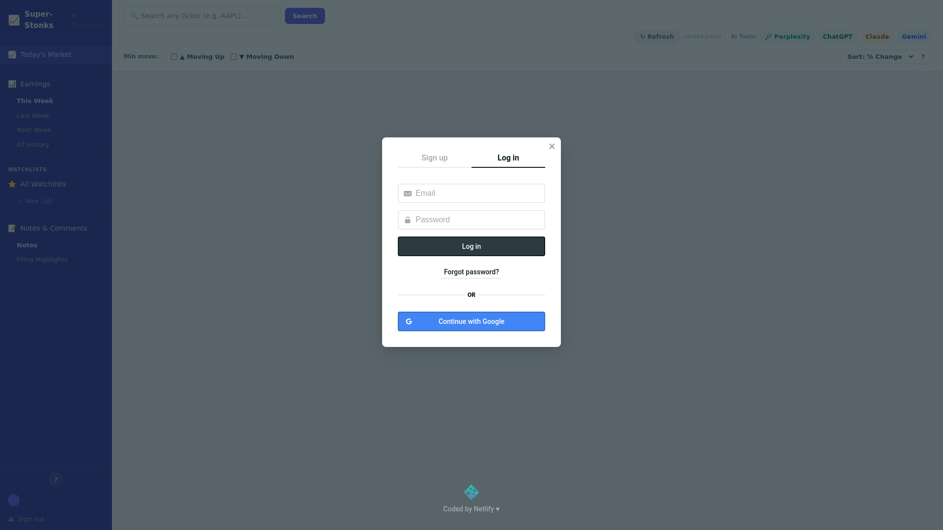 website screenshot of https://stonk.foo/