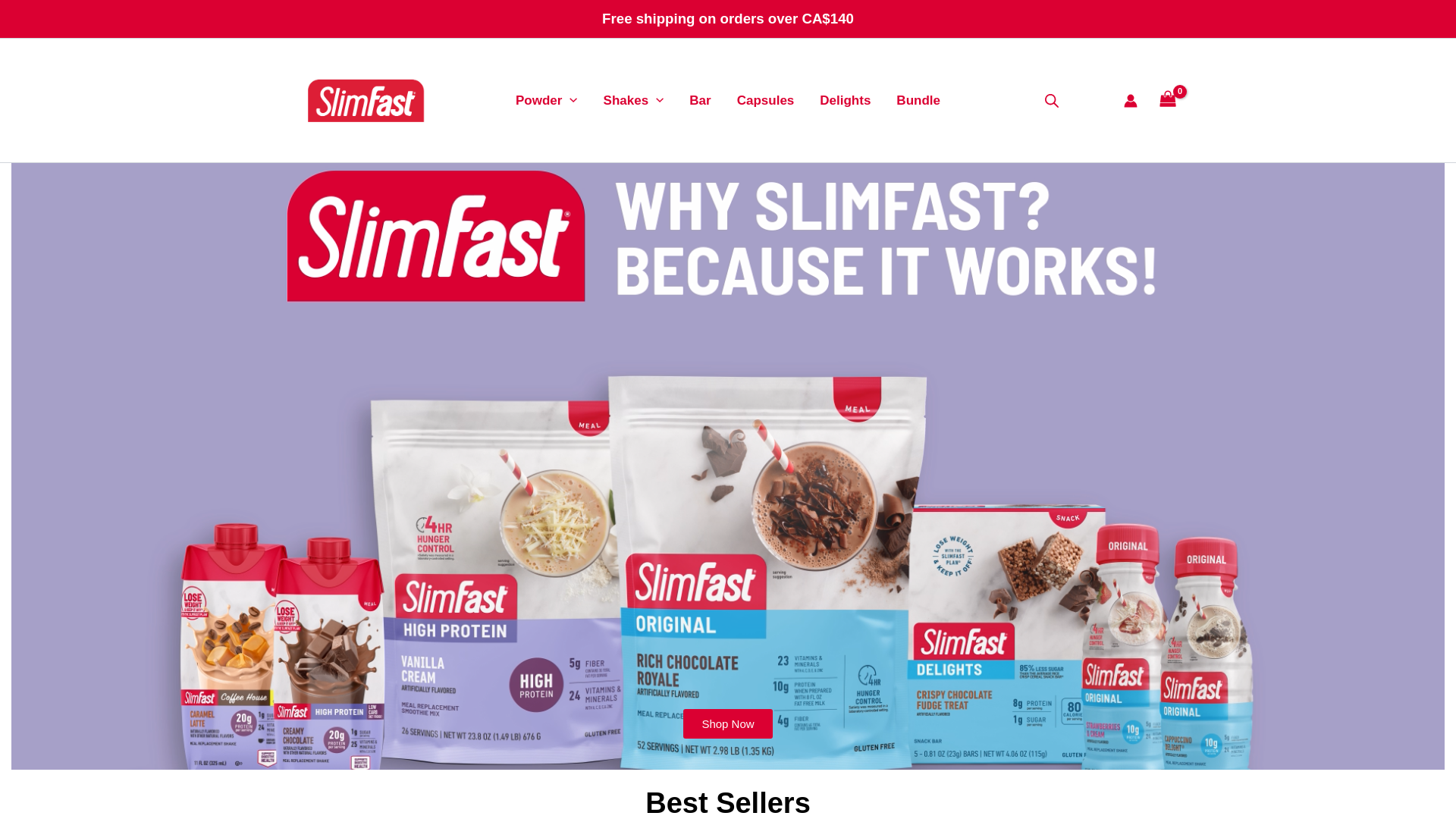 website screenshot of https://slimfastcanada.ca/