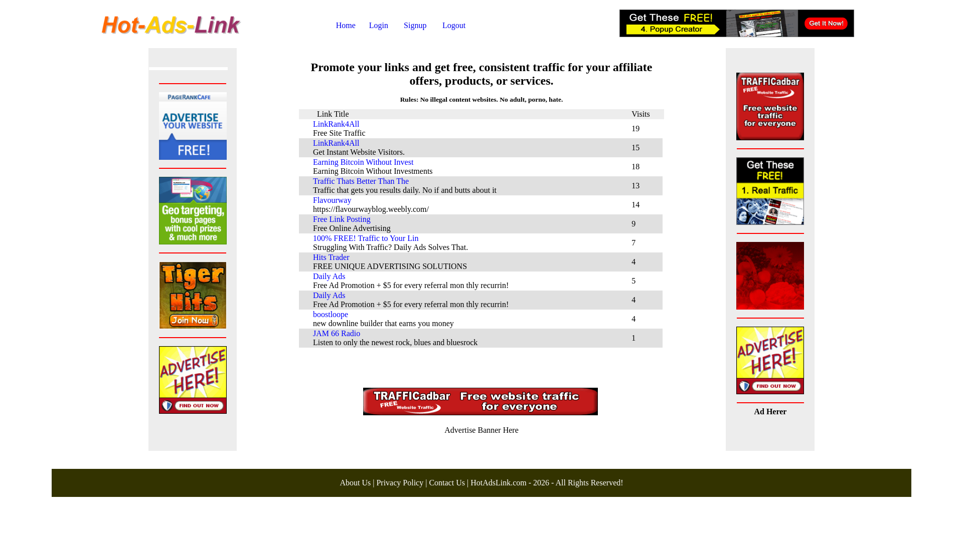 website screenshot of https://hotadslink.com/