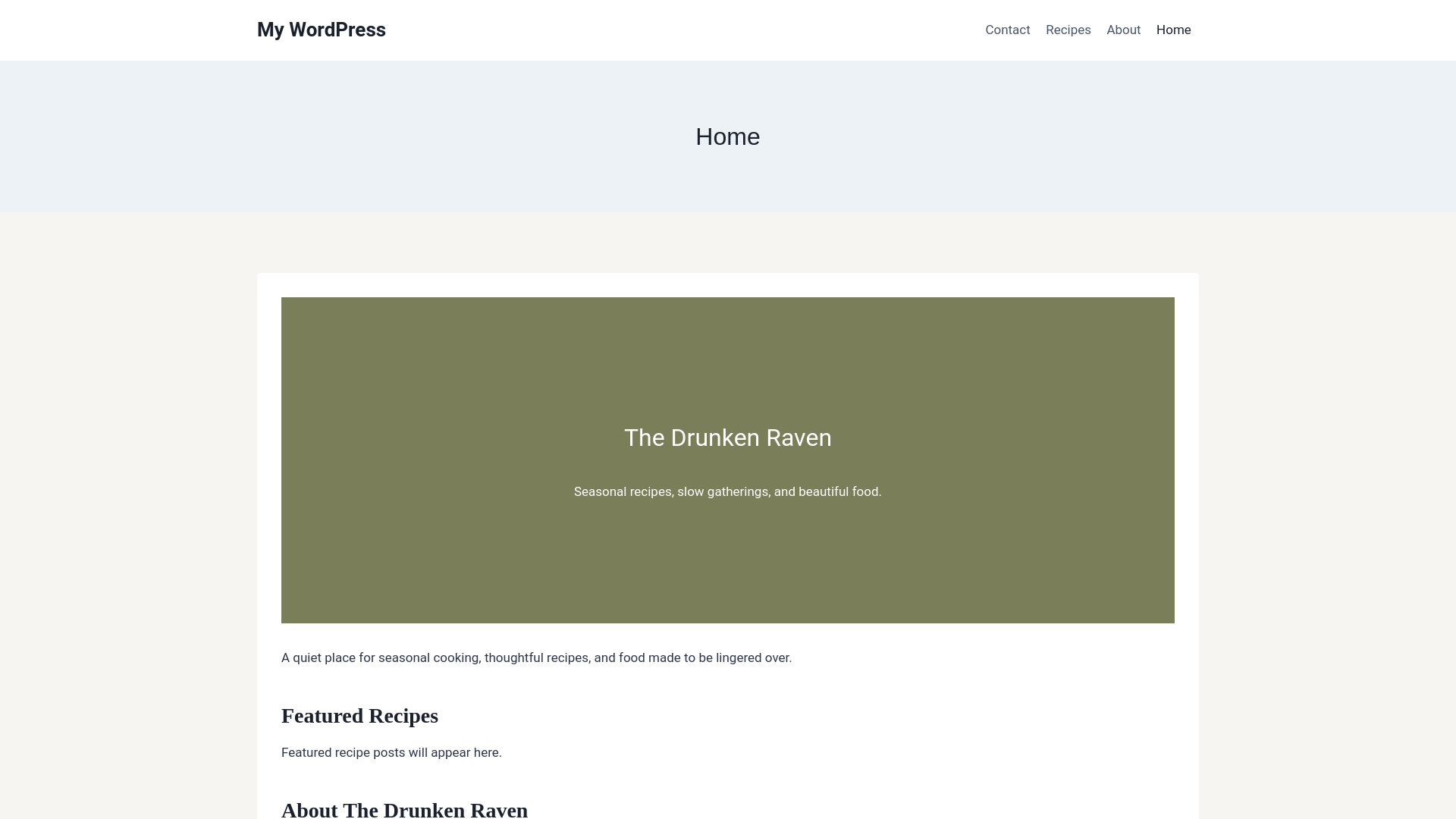 website screenshot of https://thedrunkenraven.com/
