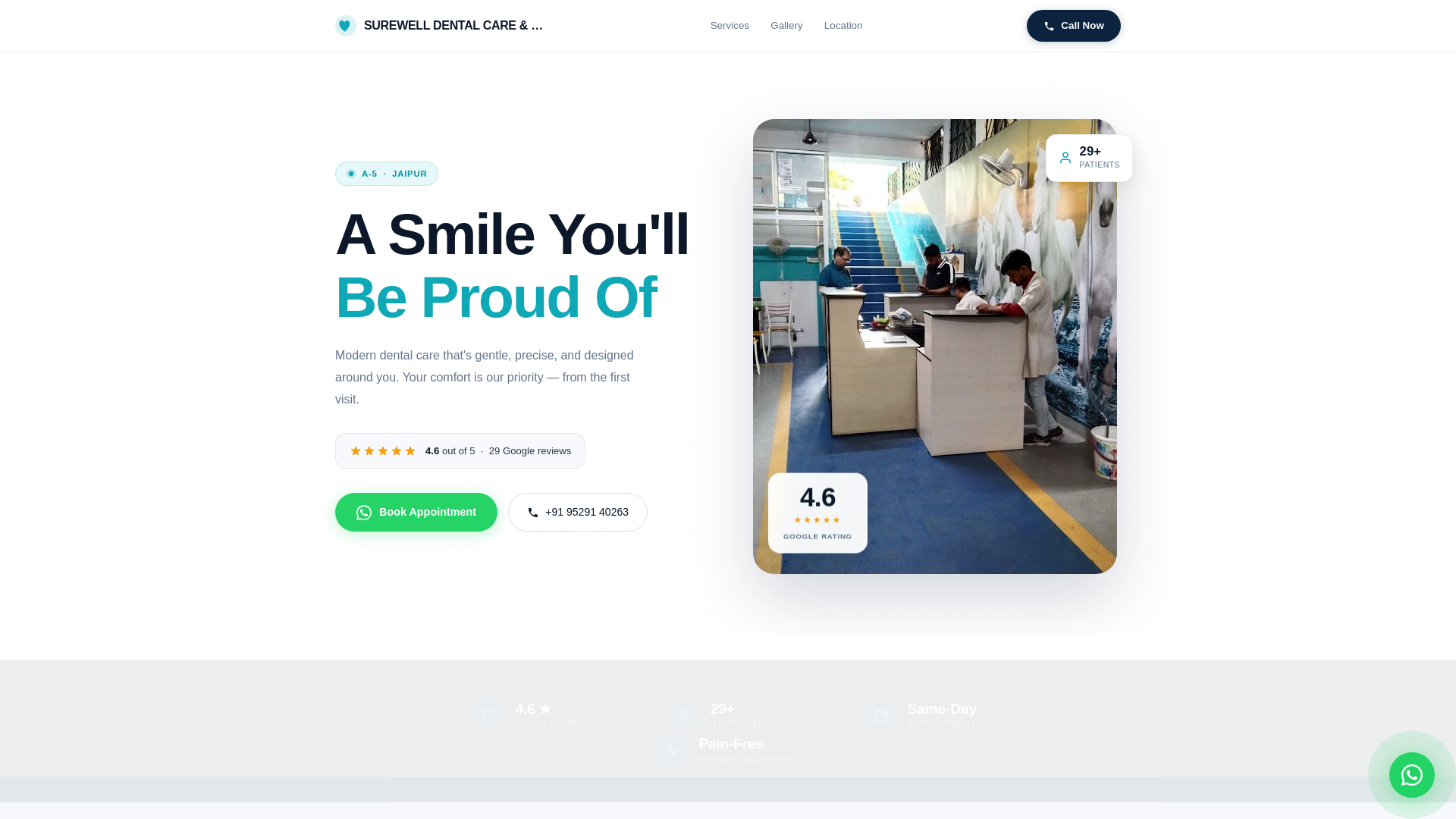 website screenshot of https://surewell-dental-care-diagnostic-jaipur.pages.dev/