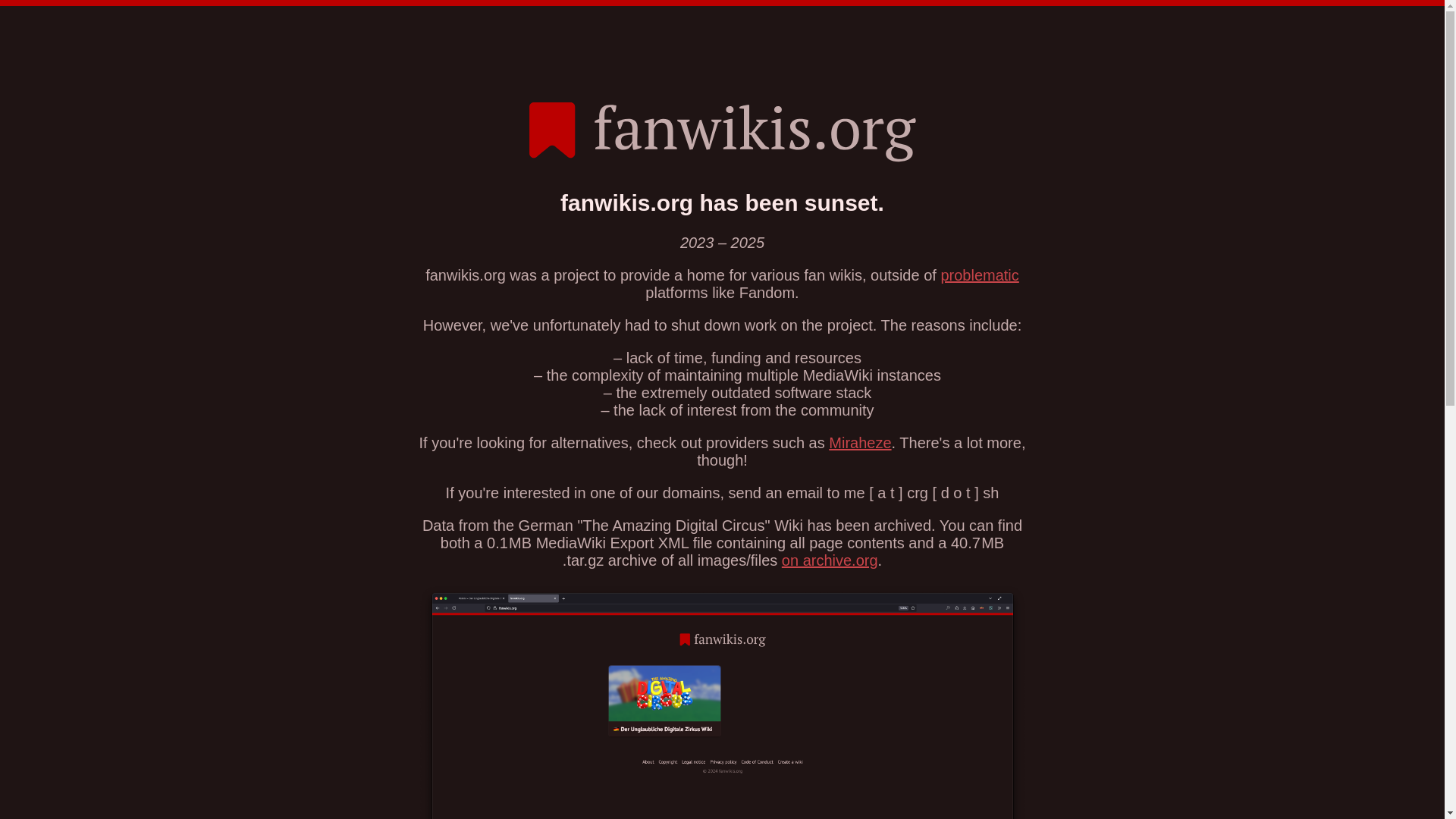 website screenshot of https://fanwikis-sunset.pages.dev/