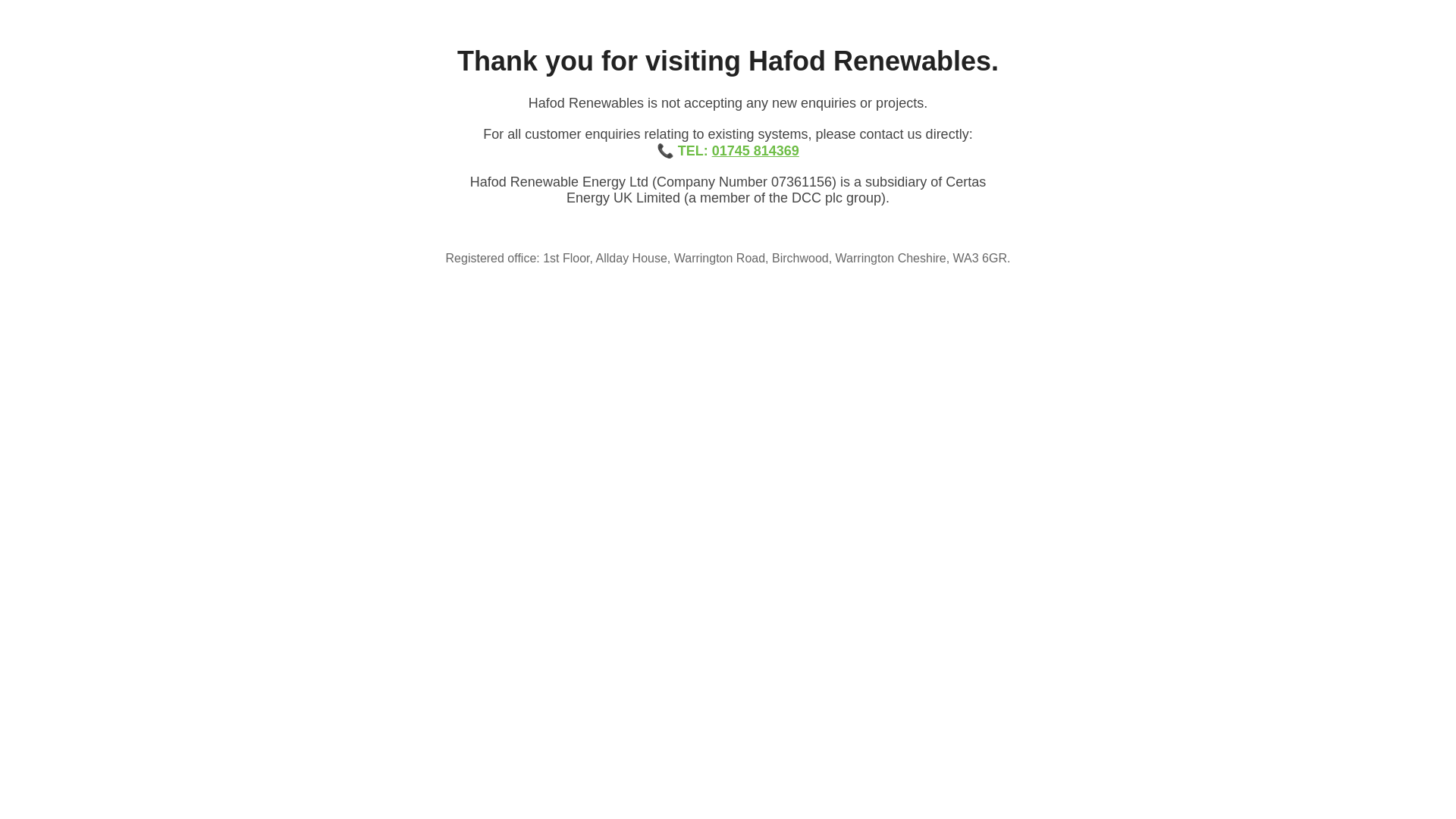 website screenshot of https://hafodrenewables.pages.dev/