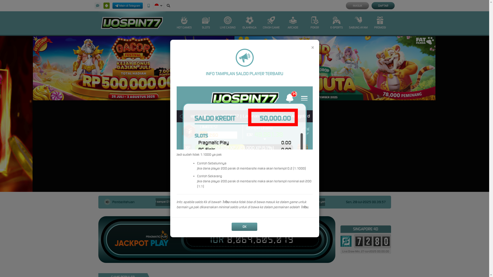 website screenshot of https://ijospin77-tha.click/