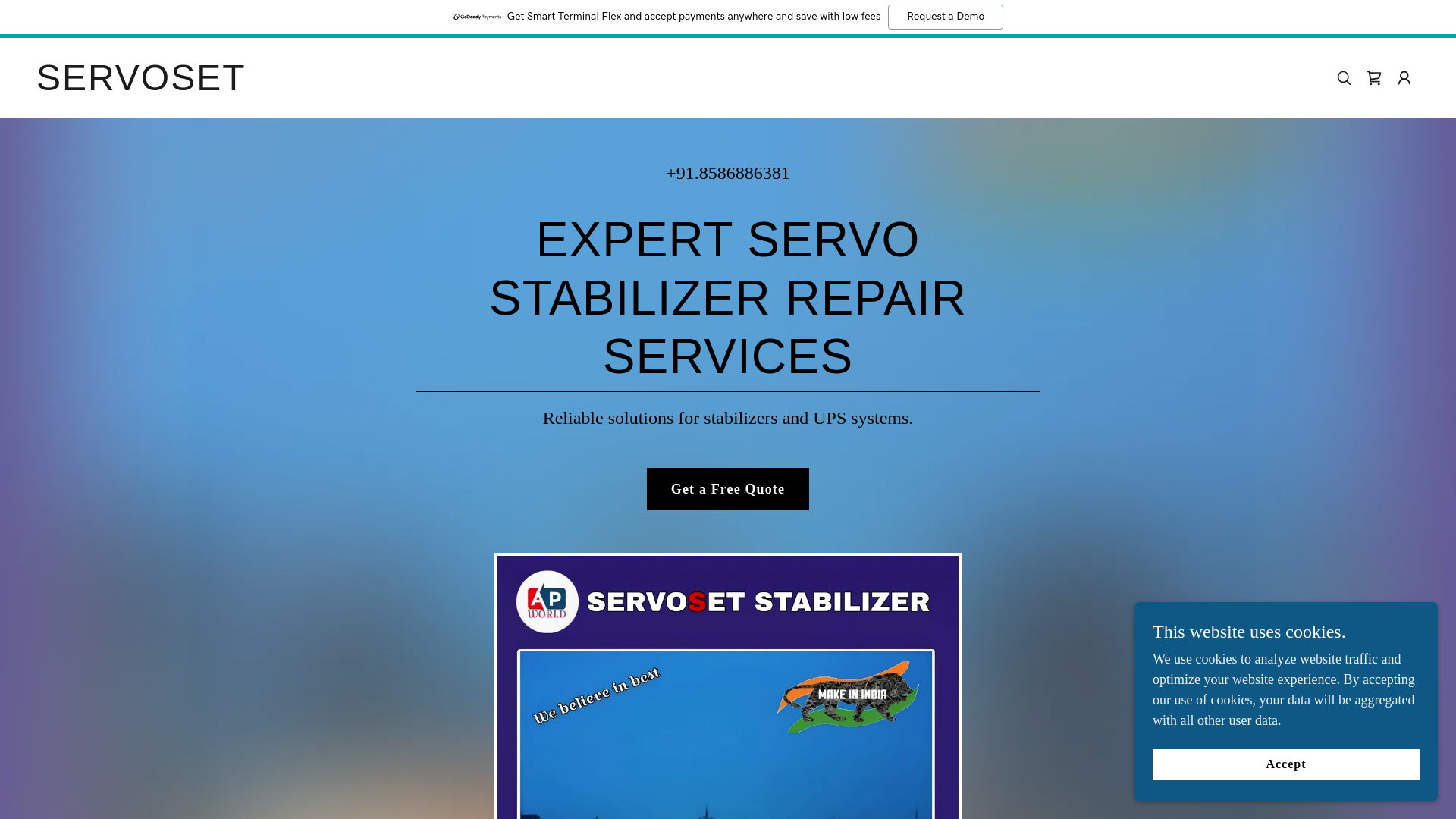 website screenshot of https://servosetstabilizer.in/
