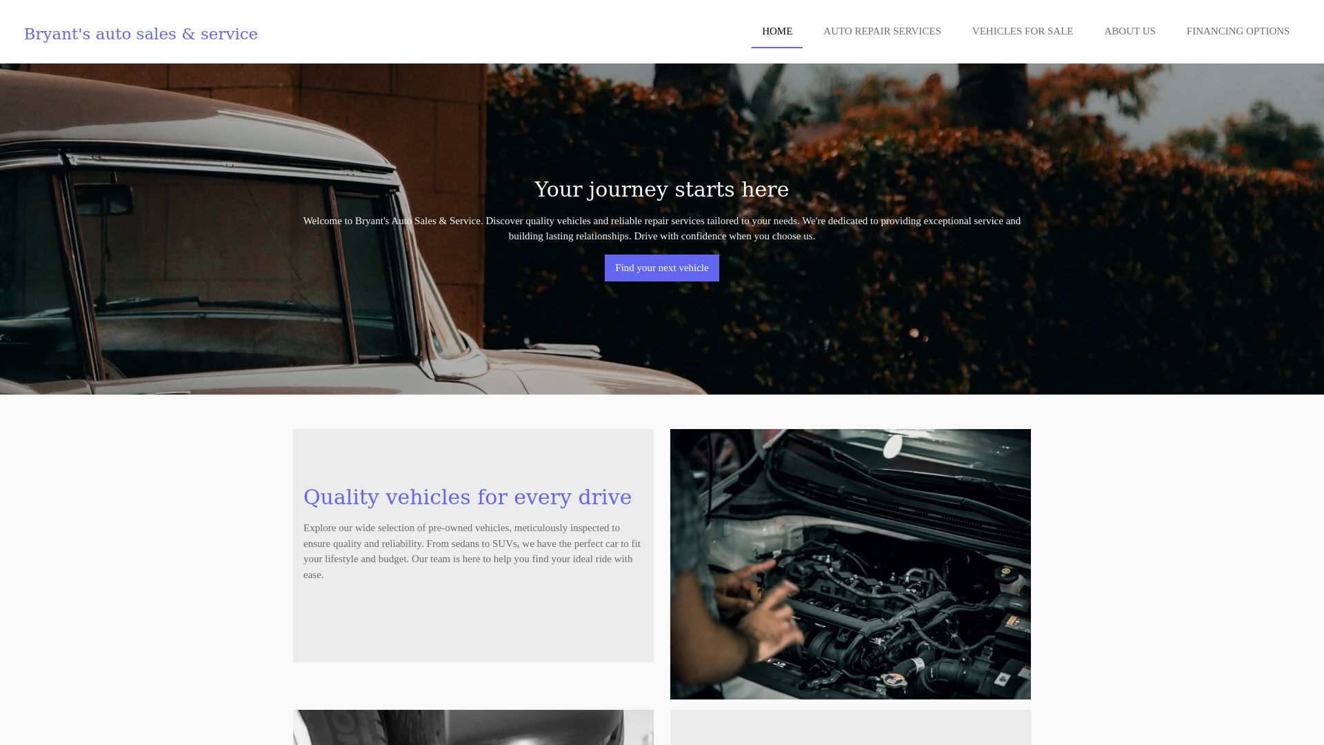 website screenshot of https://bryant-auto-sales-service.com/