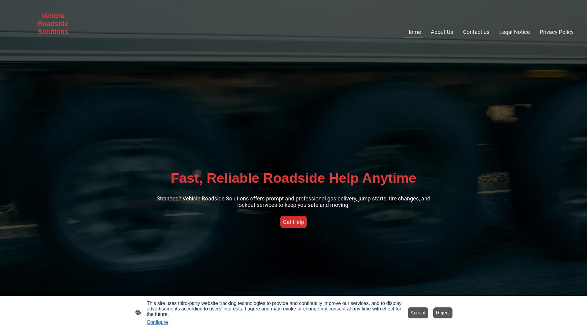 website screenshot of https://vehicleroadsidesolutions.com