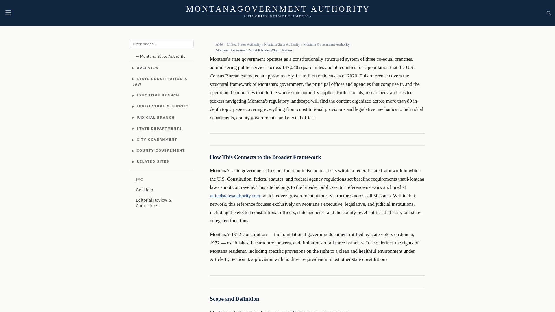 website screenshot of https://montanagovernmentauthority.com/